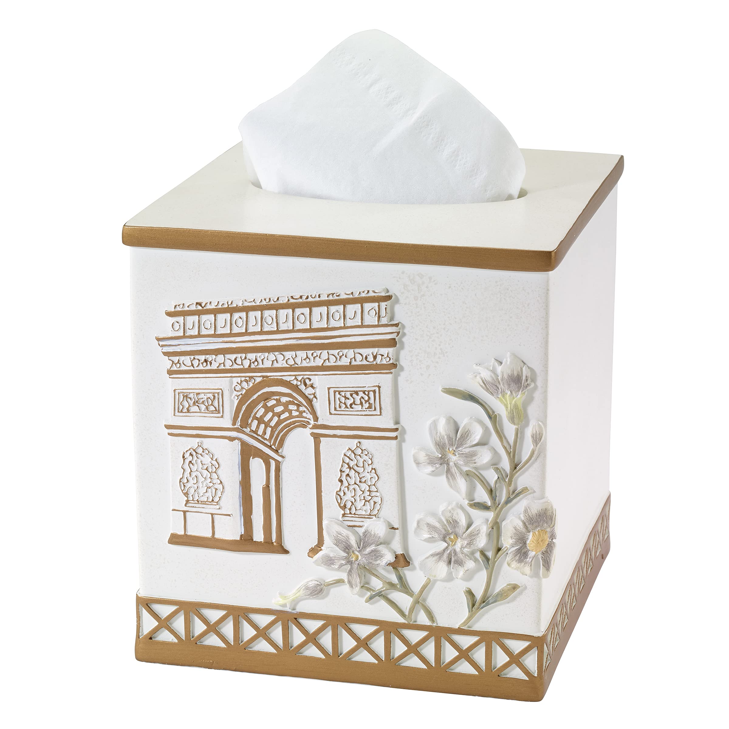 Avanti Linens - Tissue Box Cover, Decorative Tissue Box Cover For Home (Paris Botanique Collection)