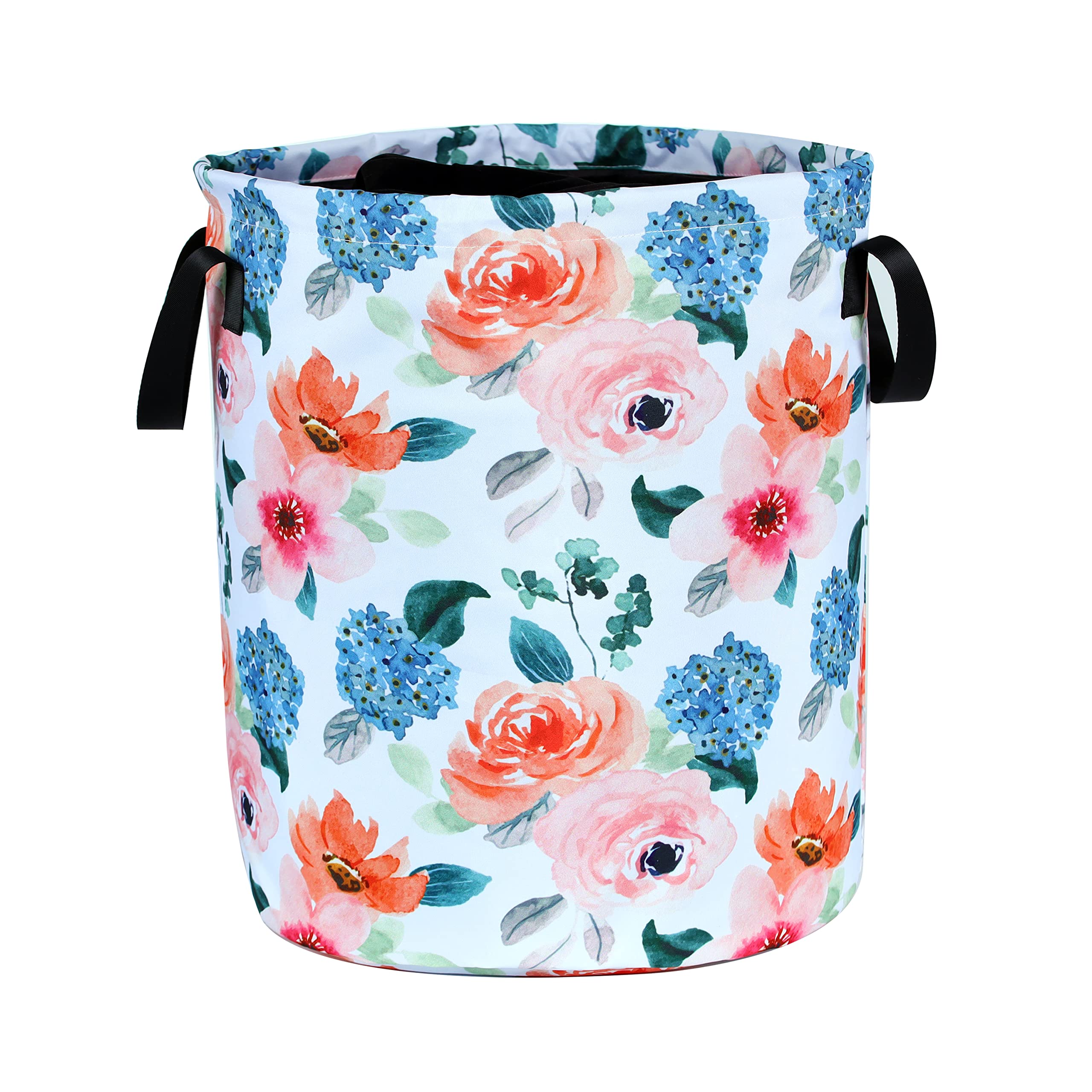 Beautiful Watercolor Floral Laundry Basket Foldable Waterproof Oxford Cloth Funny Tote Bag Laundry Hamper Clothes Storage Bucket