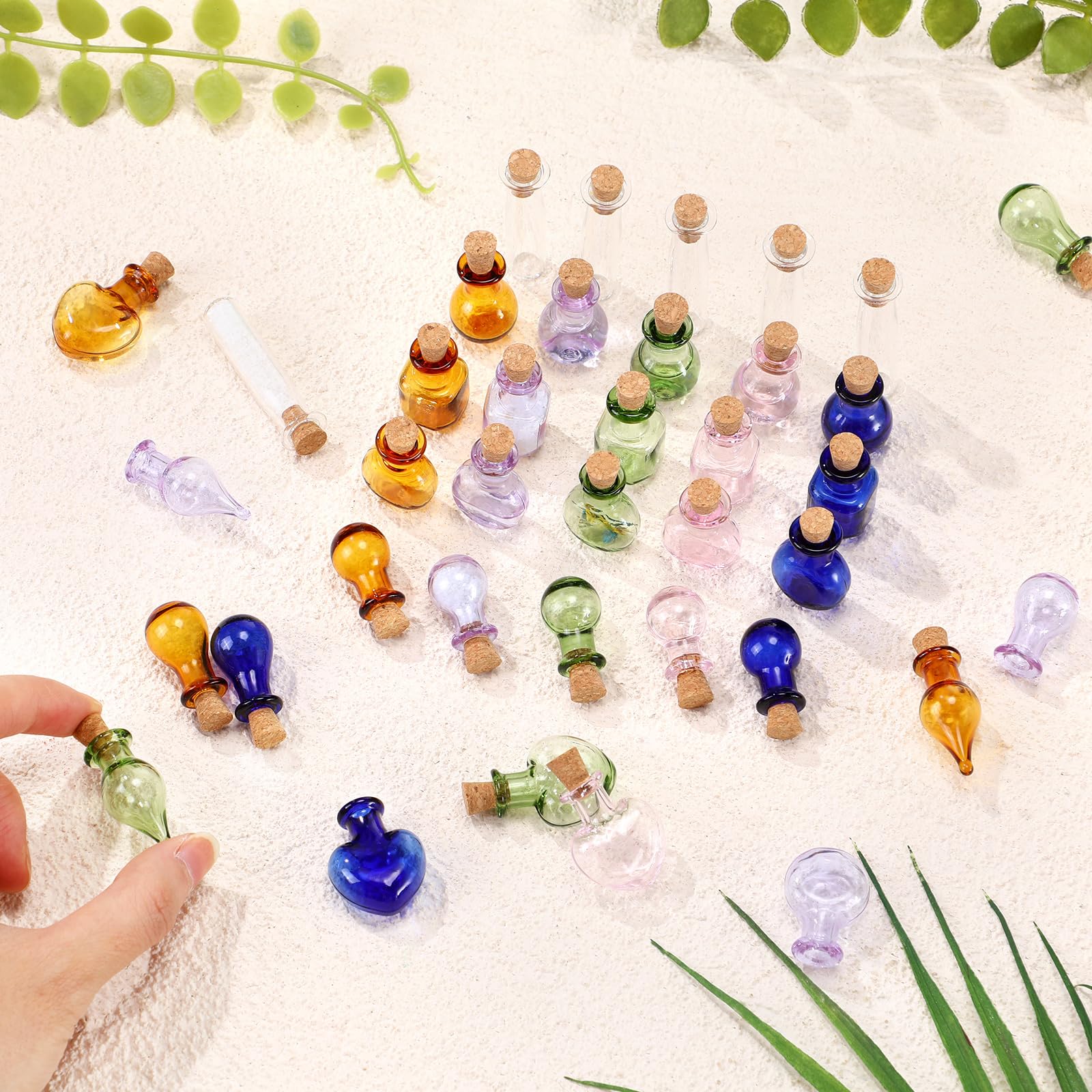 Geiserailie 80 Pieces Tiny Glass Bottles Spell Jars with Cork Stoppers Small Mini Wishing Potion Bottles Witchcraft Supplies for