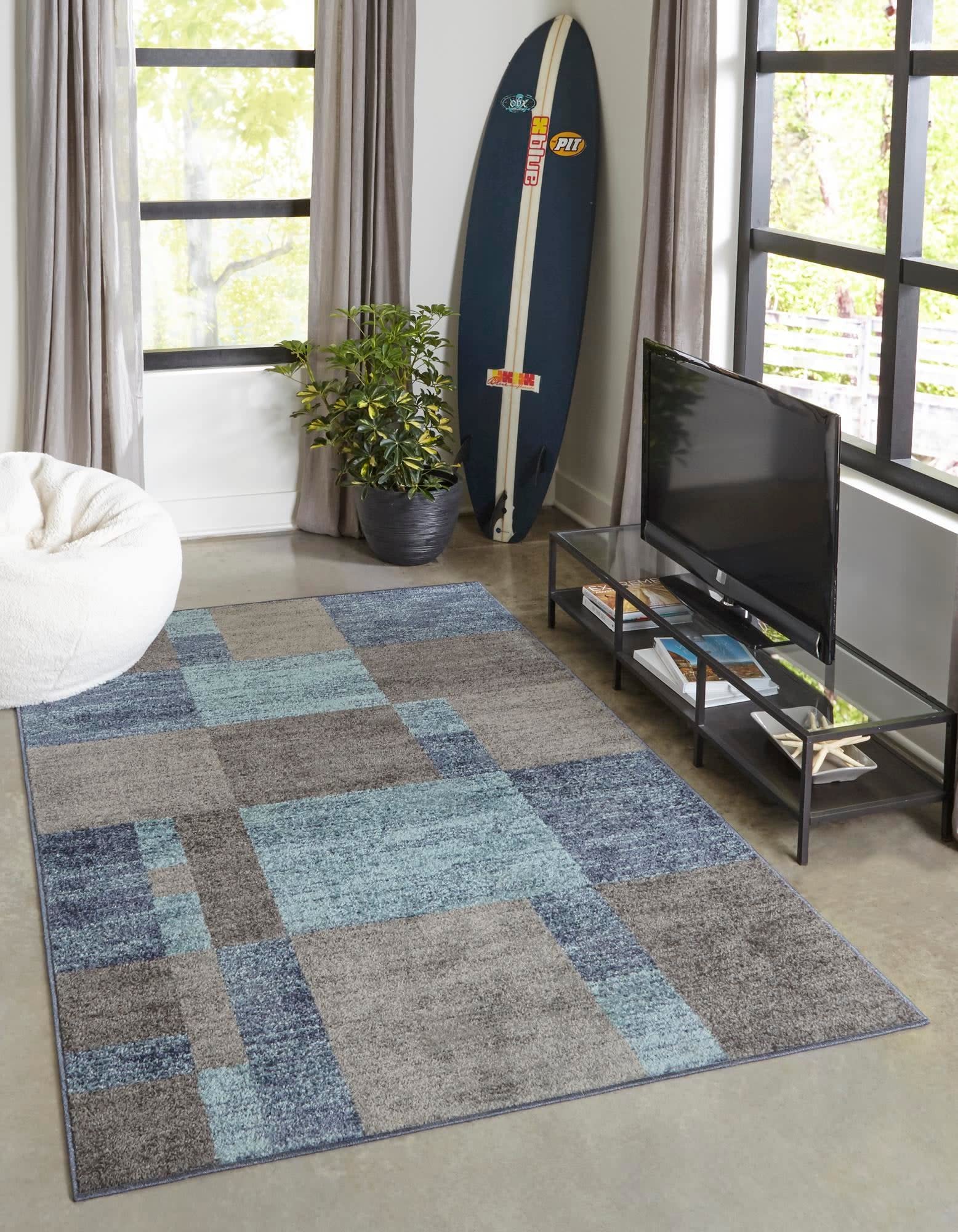 Unique Loom Autumn Collection Area Rug - Providence (7 10 x 10 Rectangle, Blue Gray/ Light Brown)