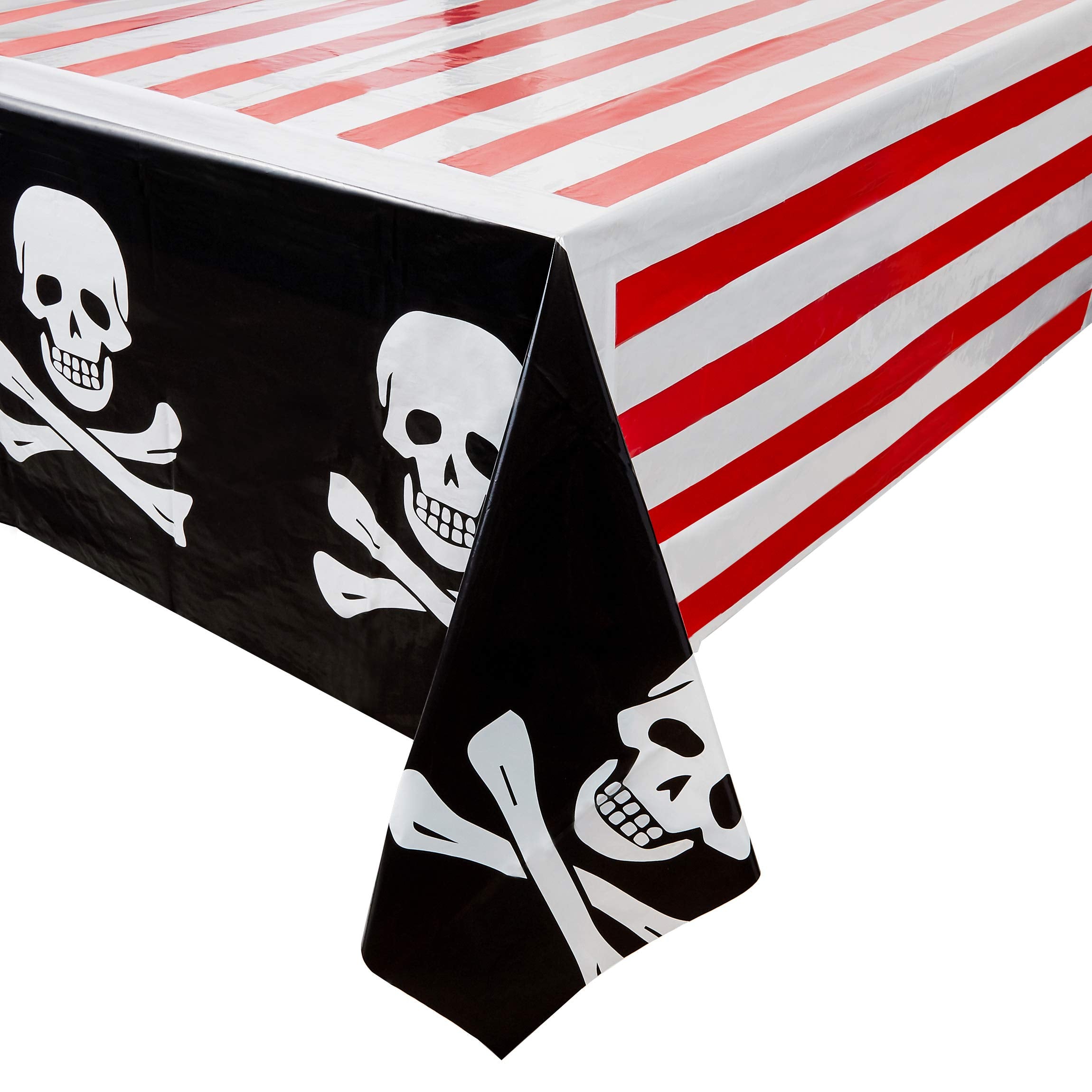 Juvale 3 Pack Pirate Table Cover For Kids Birthday Party Decorations, Plastic Tablecloth For Halloween Supplies (54 X 108 In)