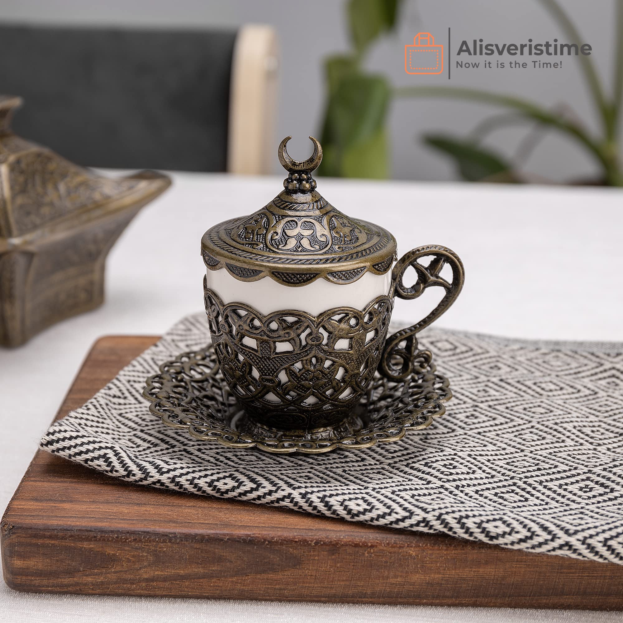 Alisveristime 27 Pc Turkish Greek Arabic Coffee Espresso Cup Saucer Set (Gelincik) (Silver)