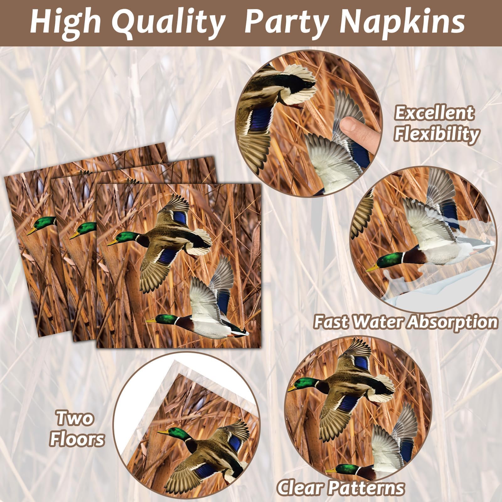 Naozinebi Mallard Duck Party Plates Napkins Duck Hunting Party Tableware Set Duck Theme Birthday Party Decorations Duck Disposab