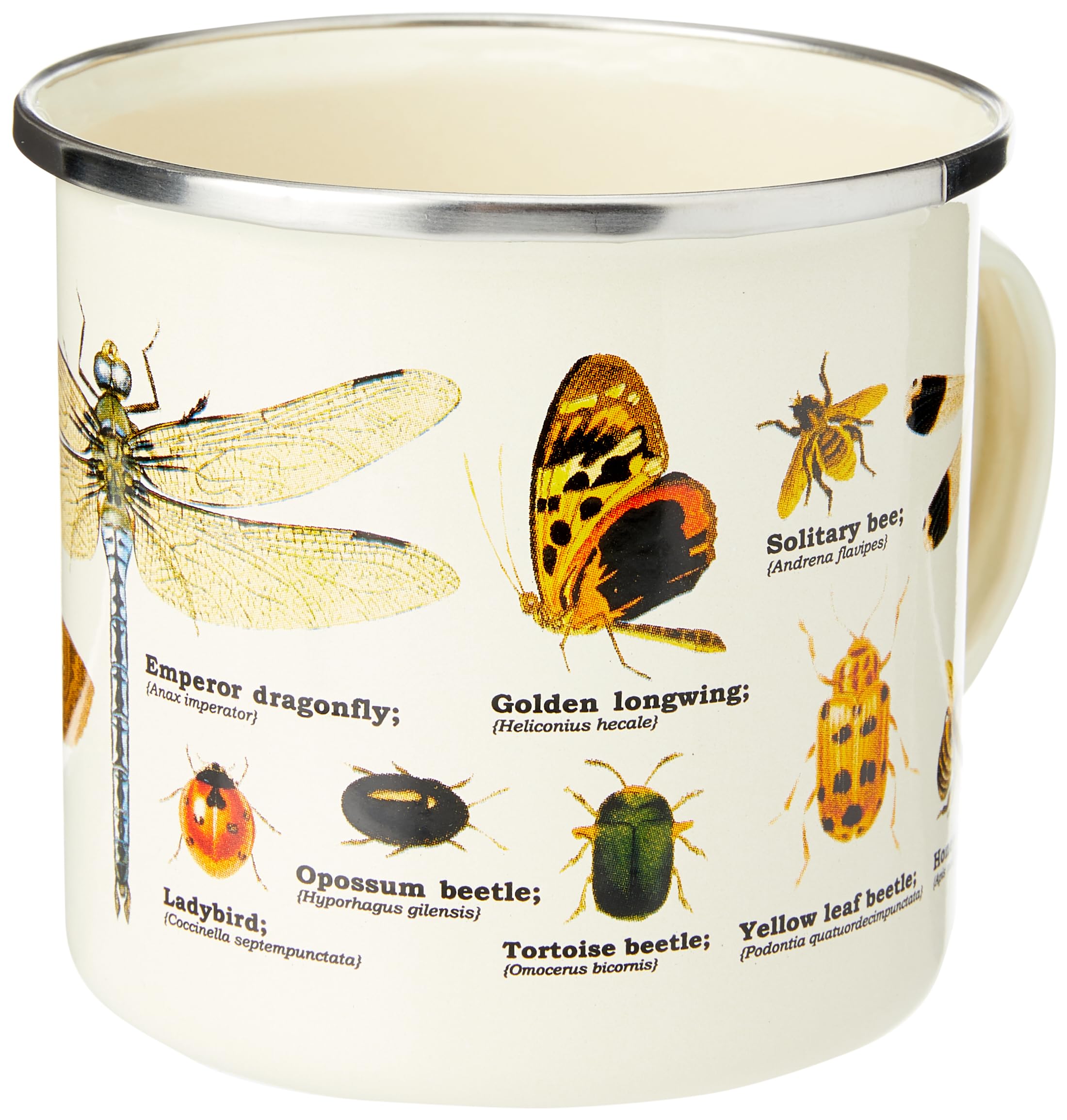 Gift Republic Insect Enamel Outdoor Camping Mug Large Metal Coffee Cup Garden Bugs Nature Foraging Hiking Gardening Gift Durable