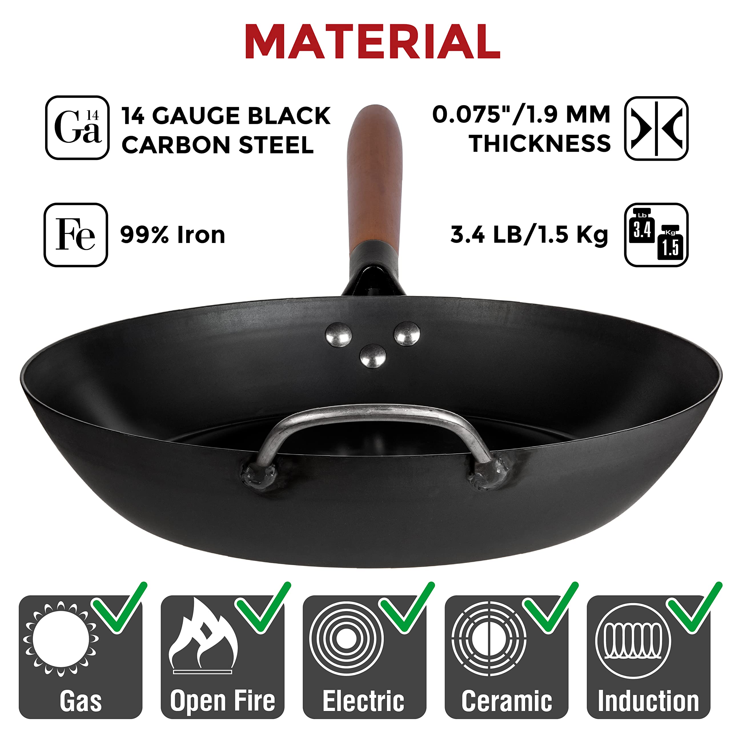 Yosukata Coating-Free Carbon Steel Pan - Durable 11.8 Inch Frying Pan - Pans For Cooking Healthy And Delicious Meals - Carbon St
