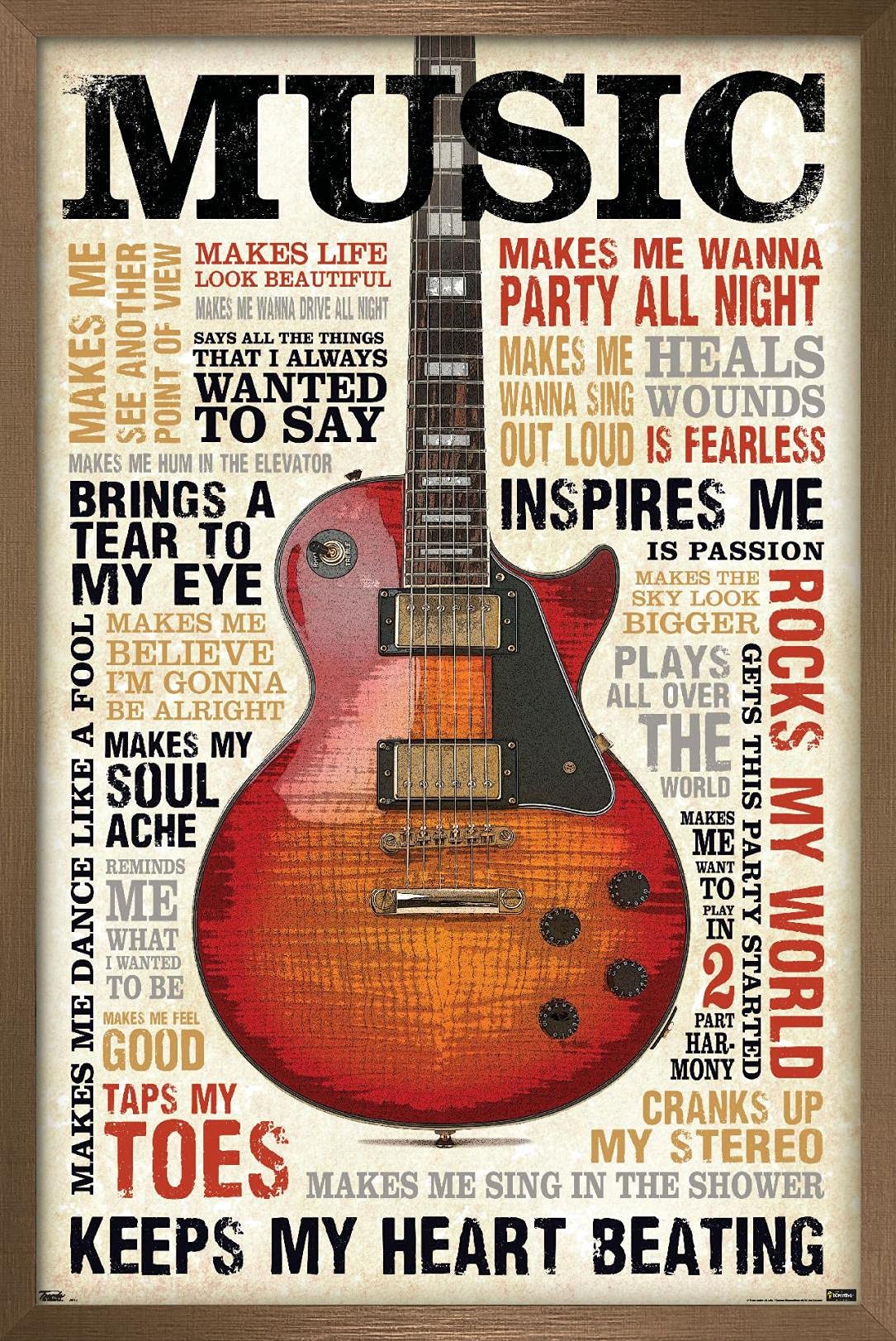 Trends International Music Inspires Me Wall Poster, 14.725'' X 22.375'', Bronze Framed Version