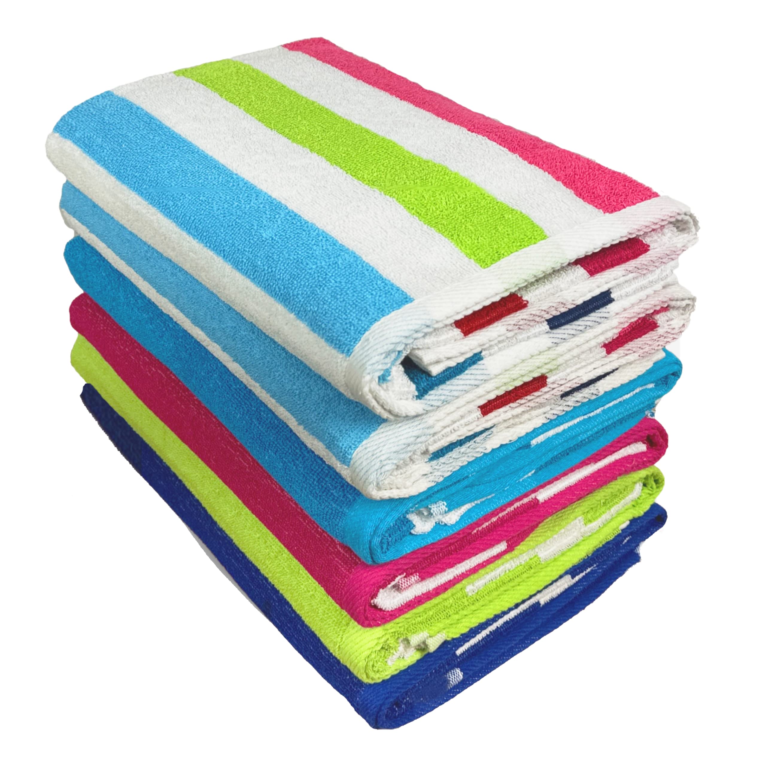 Ben Kaufman Cabana Stripe Beach & Pool Towel - Large Cotton Terry Beach Towel - Soft & Absorbant - Assorted Colors - 30 '' X 60