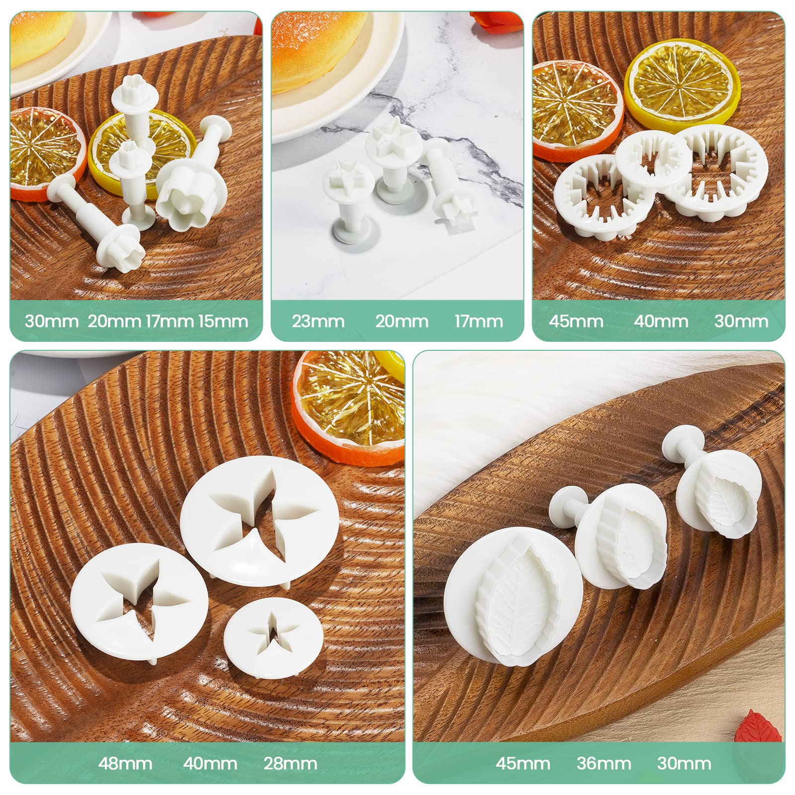 Nuomi Cookie Mold Presses Mooncake Mold Fondant Stamps With Cookie Cutters Set Of 33 Small Pastry Molds