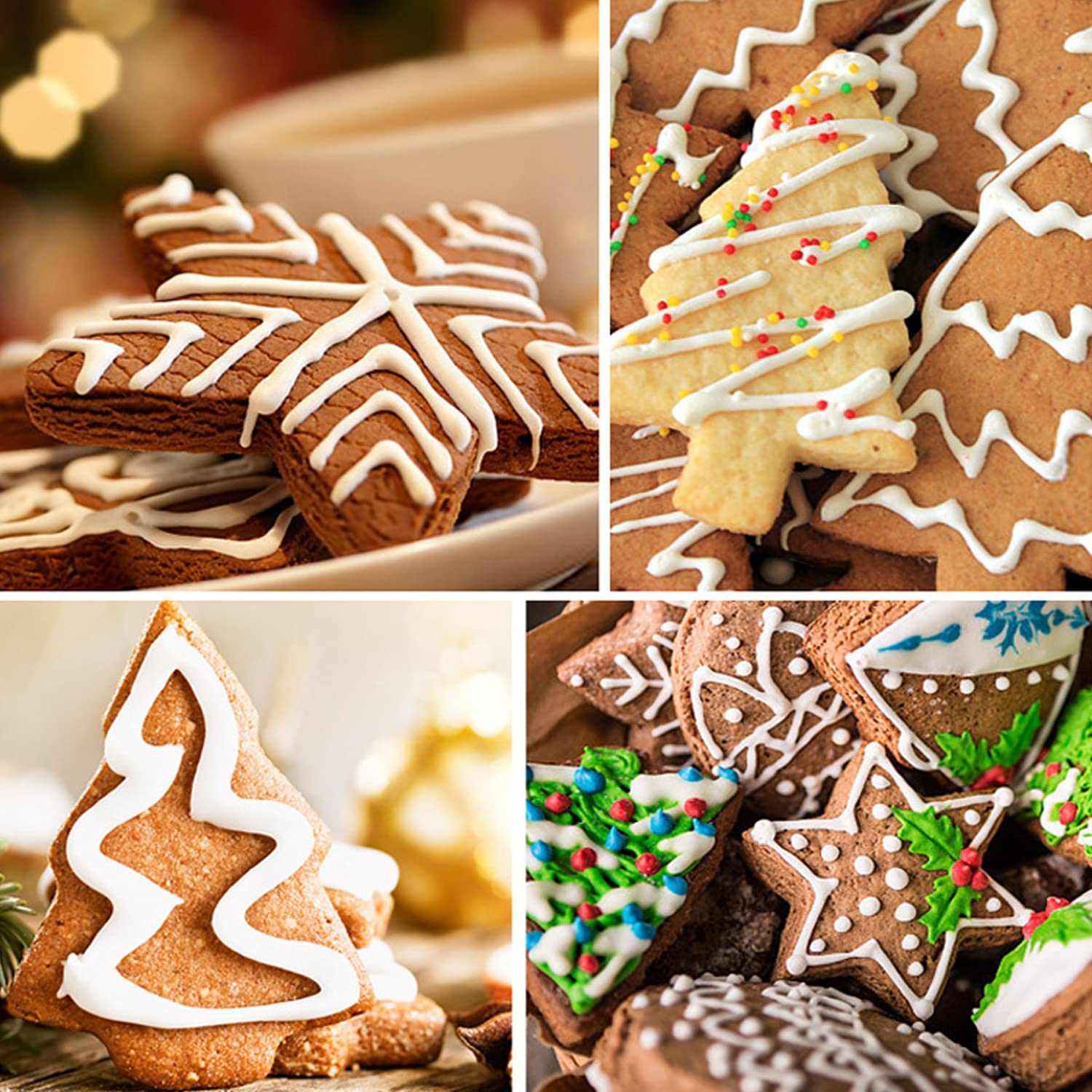 Christmas Cookie Cutter Set, 4 Pack Holiday Cookie Molds, Christmas Cookie Cutters For Baking - 3D Cookie Cake Plunger Cutter Ba