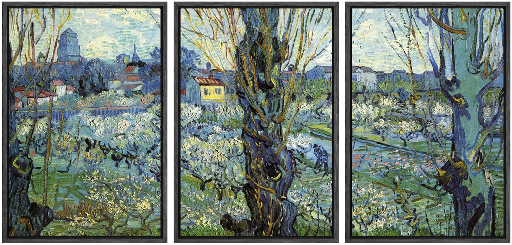 Wall26 Framed Canvas Print Wall Art Set Orchard In Bloom With Poplars Vincent Van Gogh Classical Illustrations Fine Art Decorati