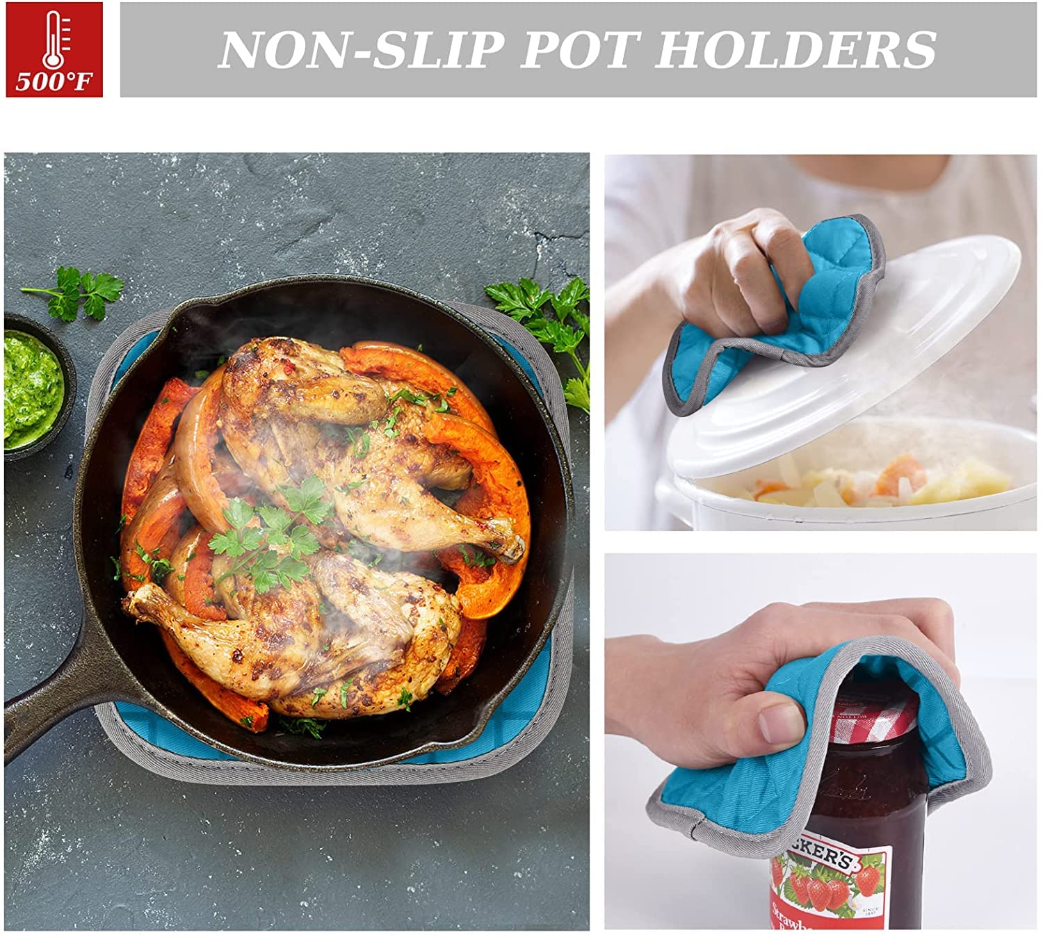 Oven Mitts And Pot Holders With Kitchen Towel Dishcloth Sets, 500 Degree Heat Resistant Kitchen Mitts And Pot Holders, Dish Towe