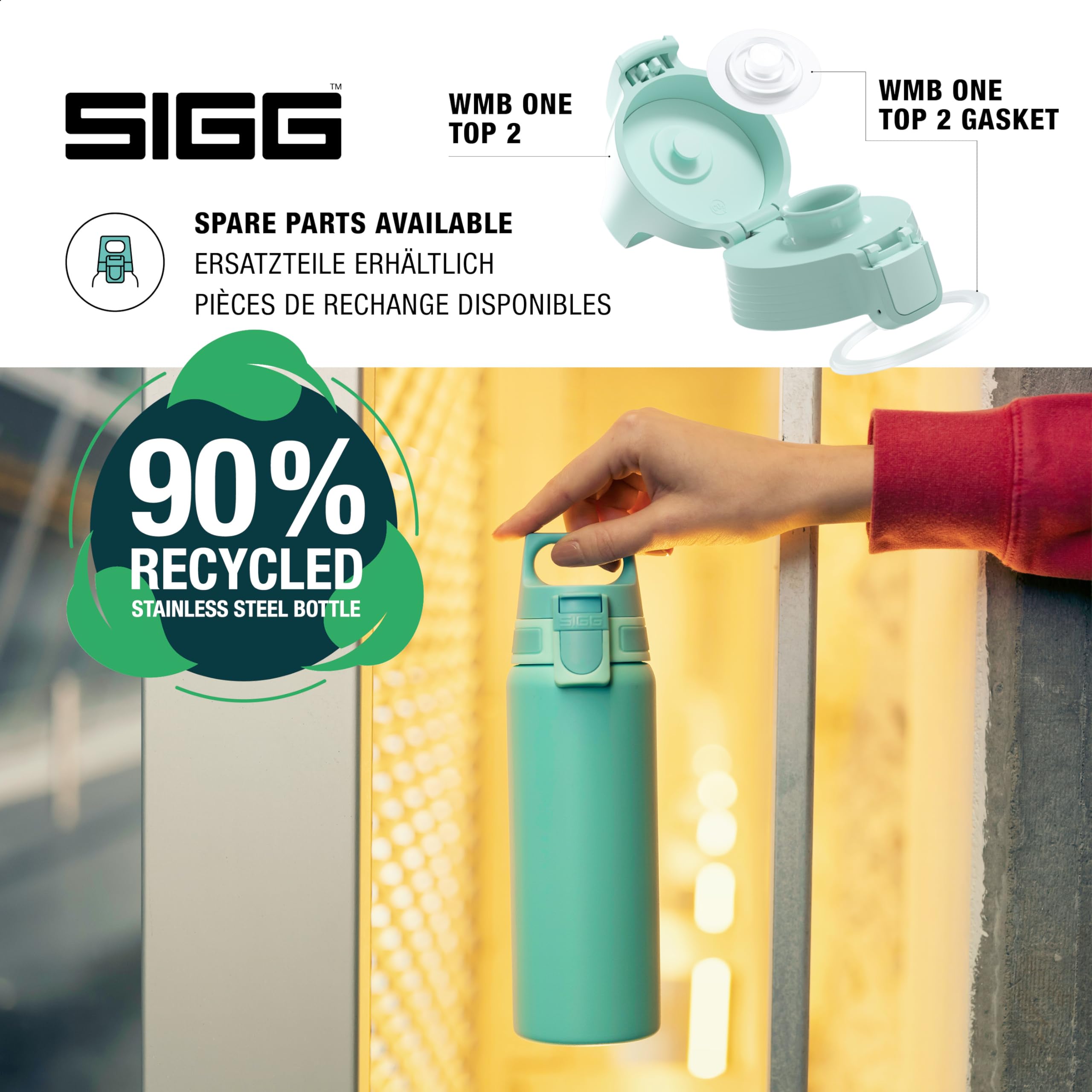 SIGG - Reusable Water Bottle - Shield ONE Glacier - Leakproof - Recyclable - BPA Free - Light blue - 25 Oz