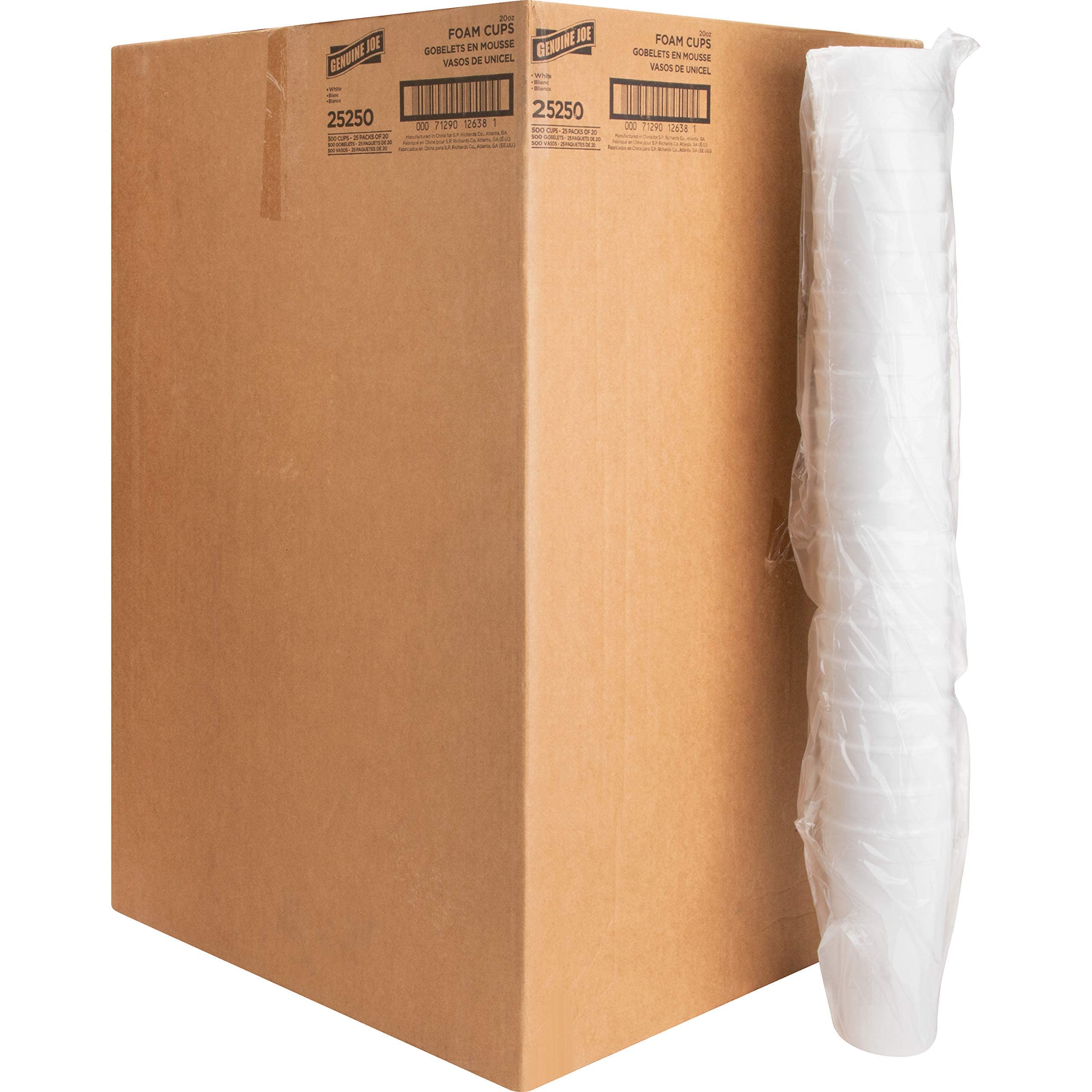 Genuine Joe 25250 Styrofoam Cups, 20 Oz, 500 Ct, White