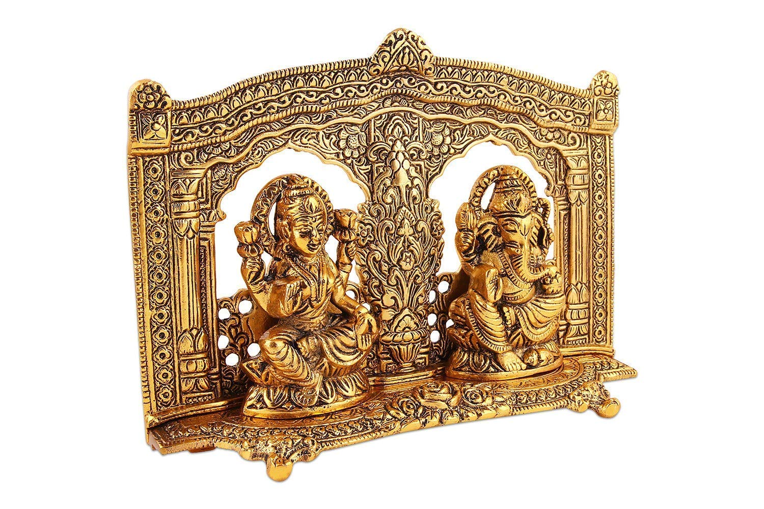 RKONECT Laxmi Ganesh Idol for Home Puja | Laxmi Ganesh Murti | Metal Silver Lakshmi Ganesha Murti for Diwali Gift (Golden)