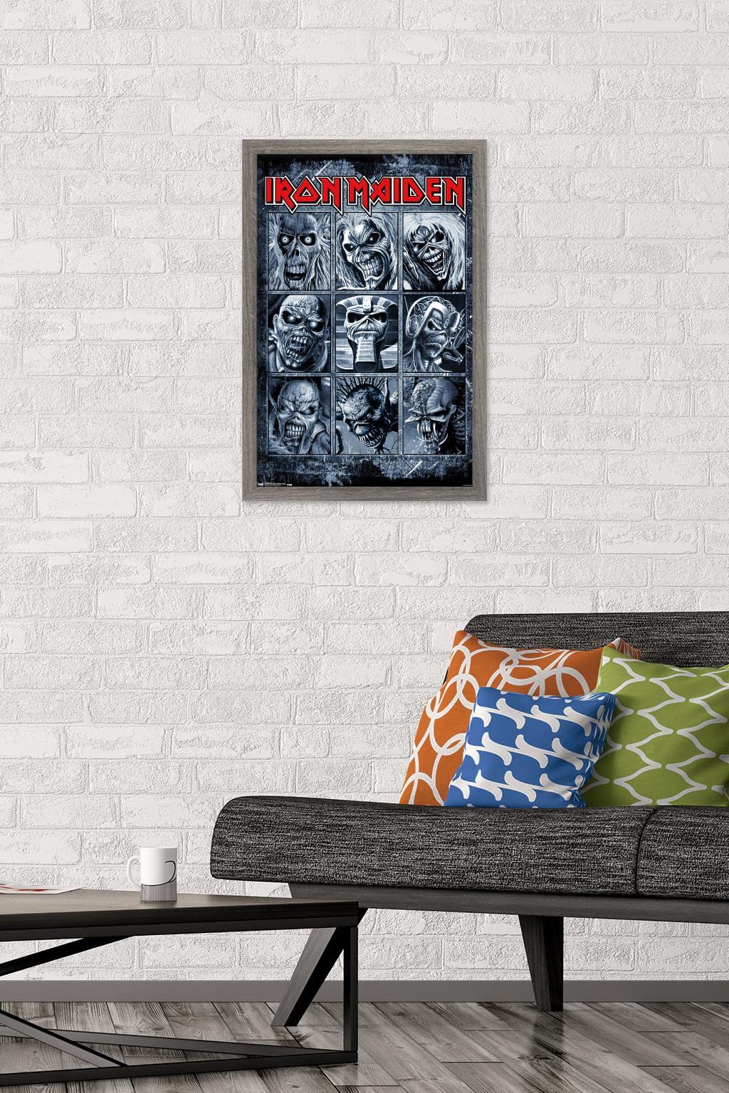 Trends International Iron Maiden - Grid Wall Poster, 14.725'' X 22.375'', Barnwood Framed Version