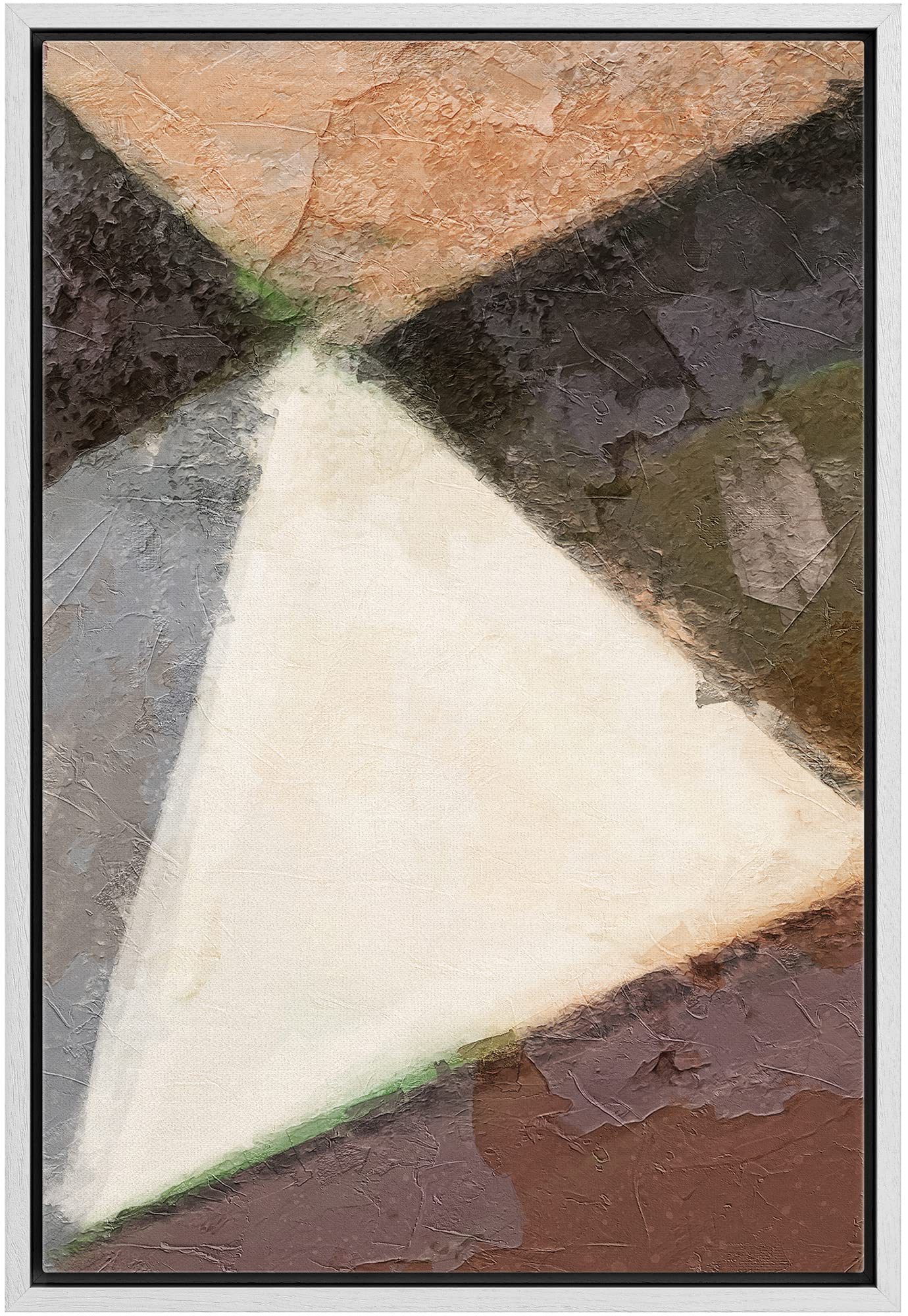 Ashbrook Framed Canvas Print Wall Art Tan, Brown And Black Geometric Polygons Abstract Shapes Illustrations Modern Contemporary