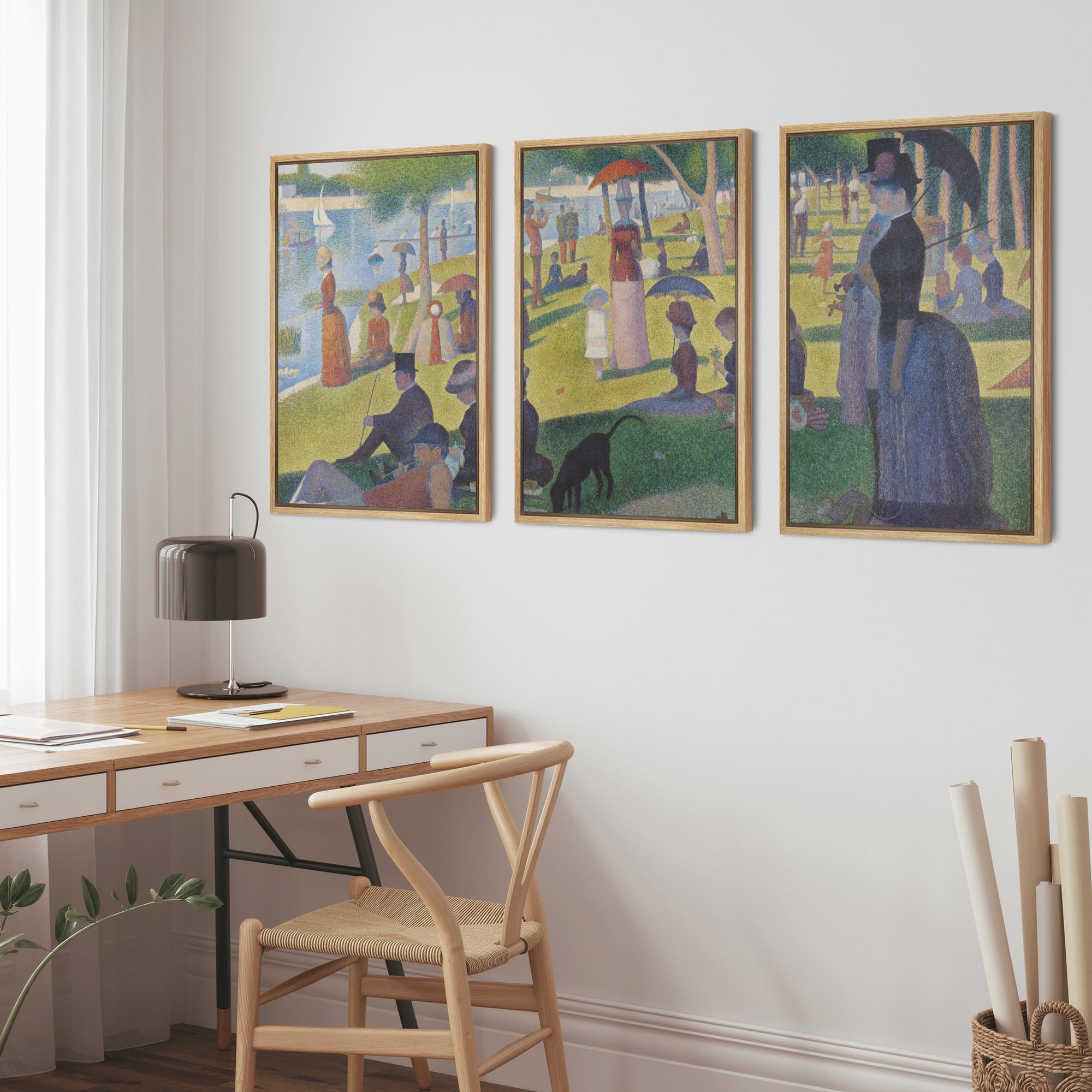 Wall26 Framed Canvas Print Wall Art Set La Grande Jatte By Georges Seurat Cultural Historic Oil Painting Fine Art Reproduction S