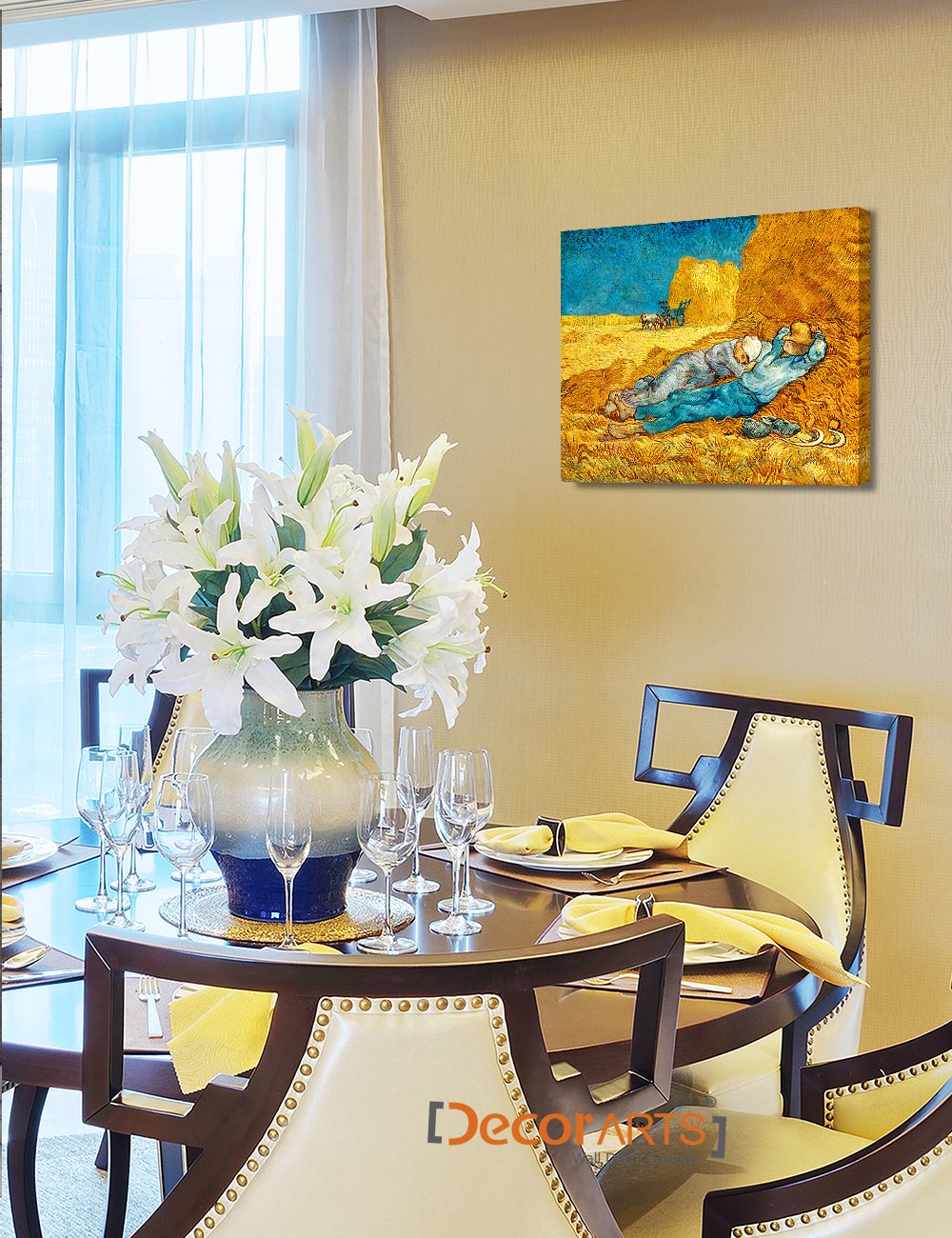 Decorarts - Noon: Rest From Work, Vincent Van Gogh Art Reproduction. Giclee Canvas Prints Wall Art For Home Decor 20X16, Depth 1
