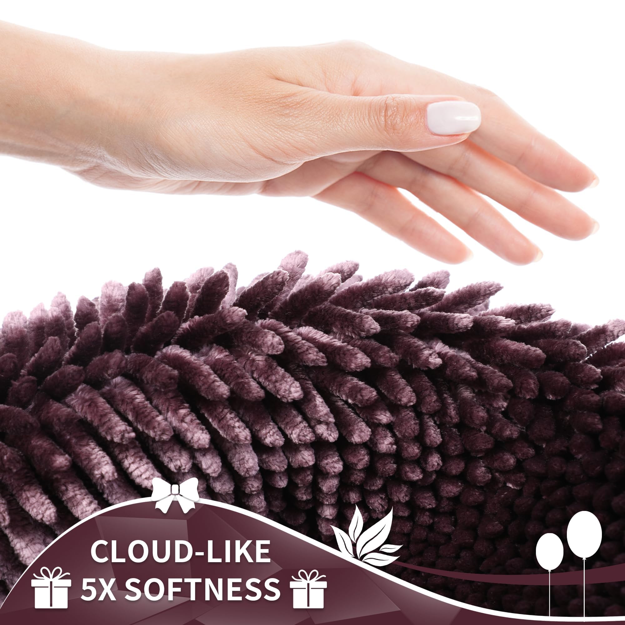 Yimobra Chenille Non-Slip Bathroom Rug  Shag Mat  Machine Washable Bath Mats with Water Absorbent  Soft  Bath Rugs Mats  31.5 x 19.8 Inches  Gary Purple