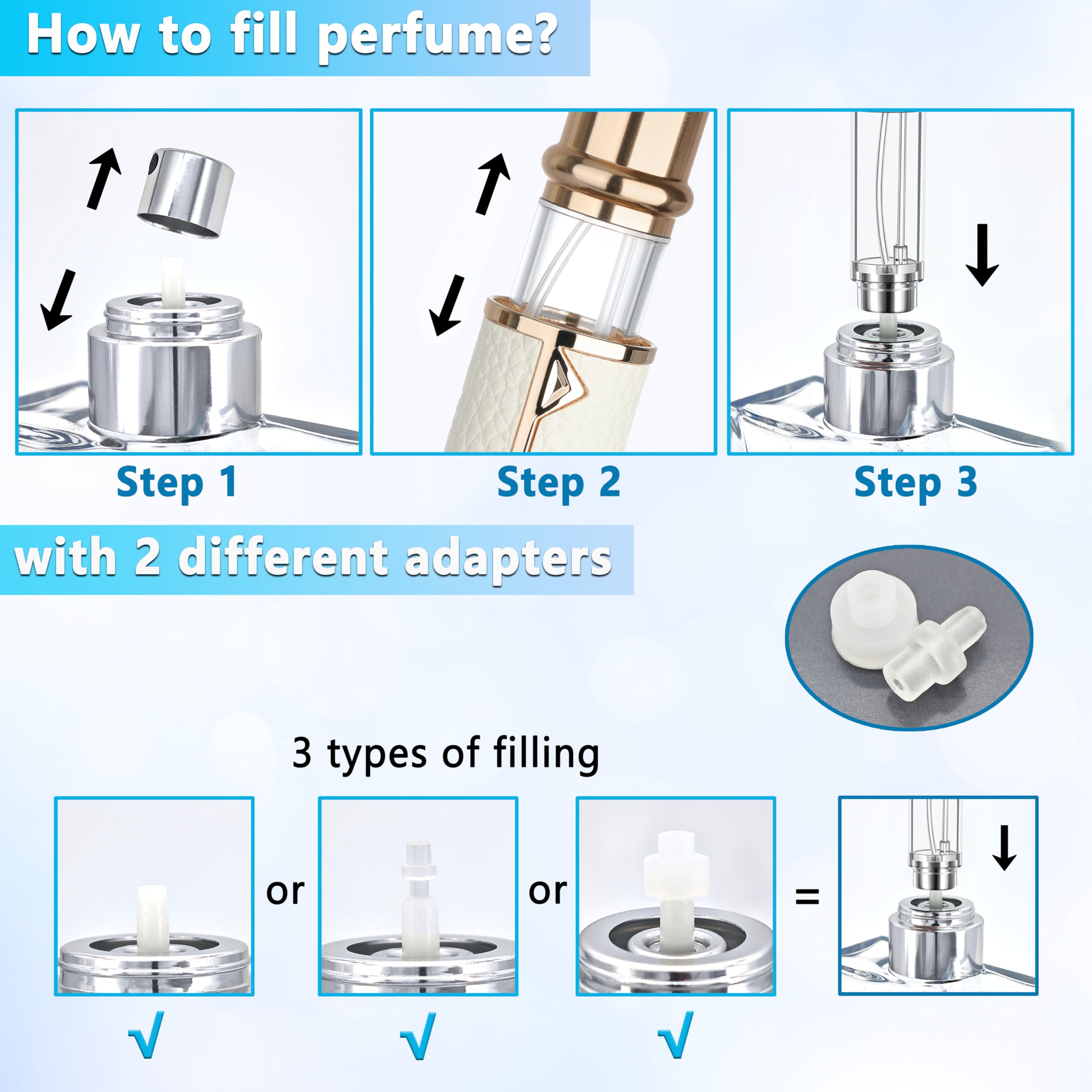 Qavhun Refillable Travel Perfume Atomizer Bottle - 5Ml Luxury Pocket Perfume Dispenser Pump, Travel Perfume Atomiser, Cologne Di