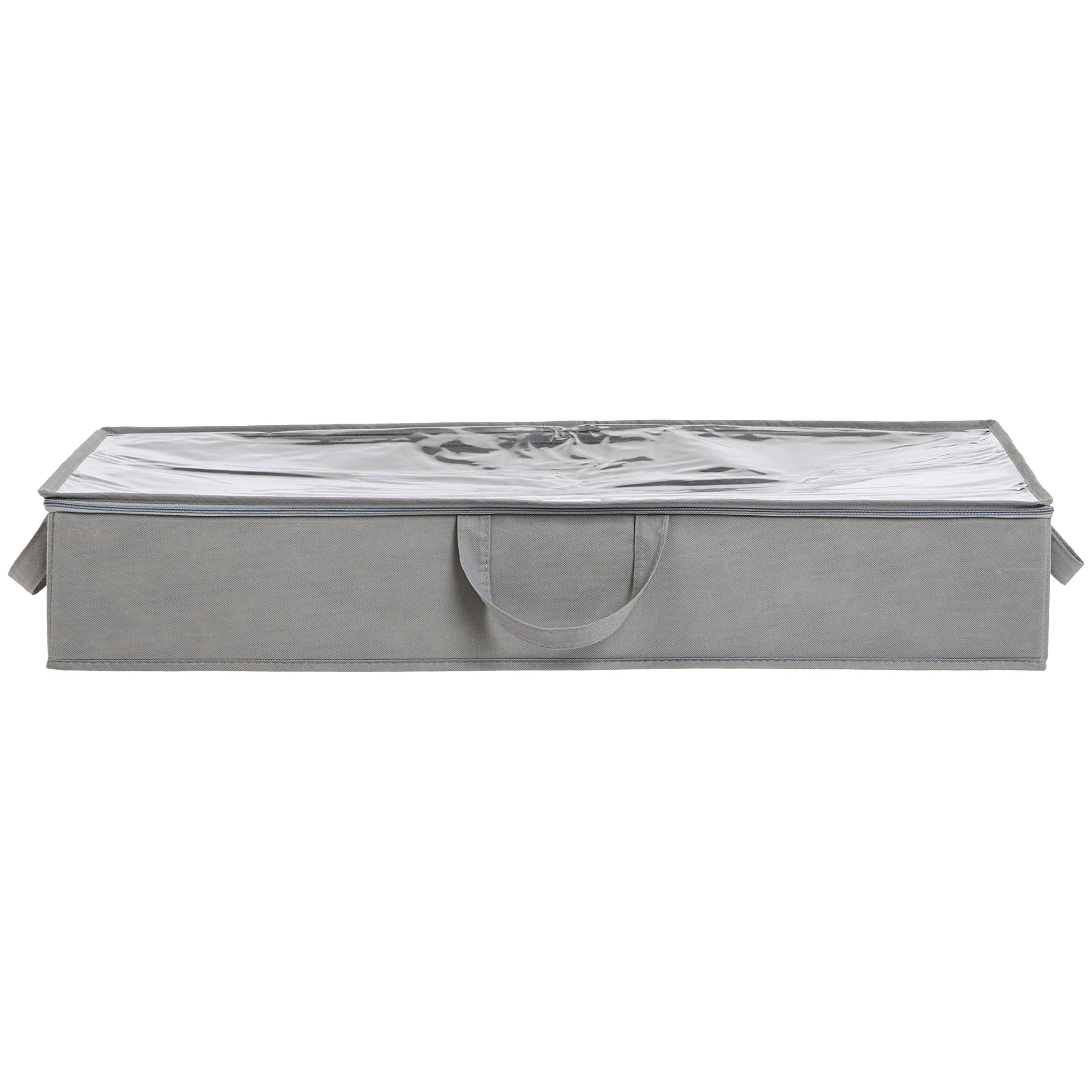 Amazon Basics Under Bed Fabric Storage Container Bags with Window and Handles - 2-Pack, 30.2 x 20 x 5.7 Inches, Gray