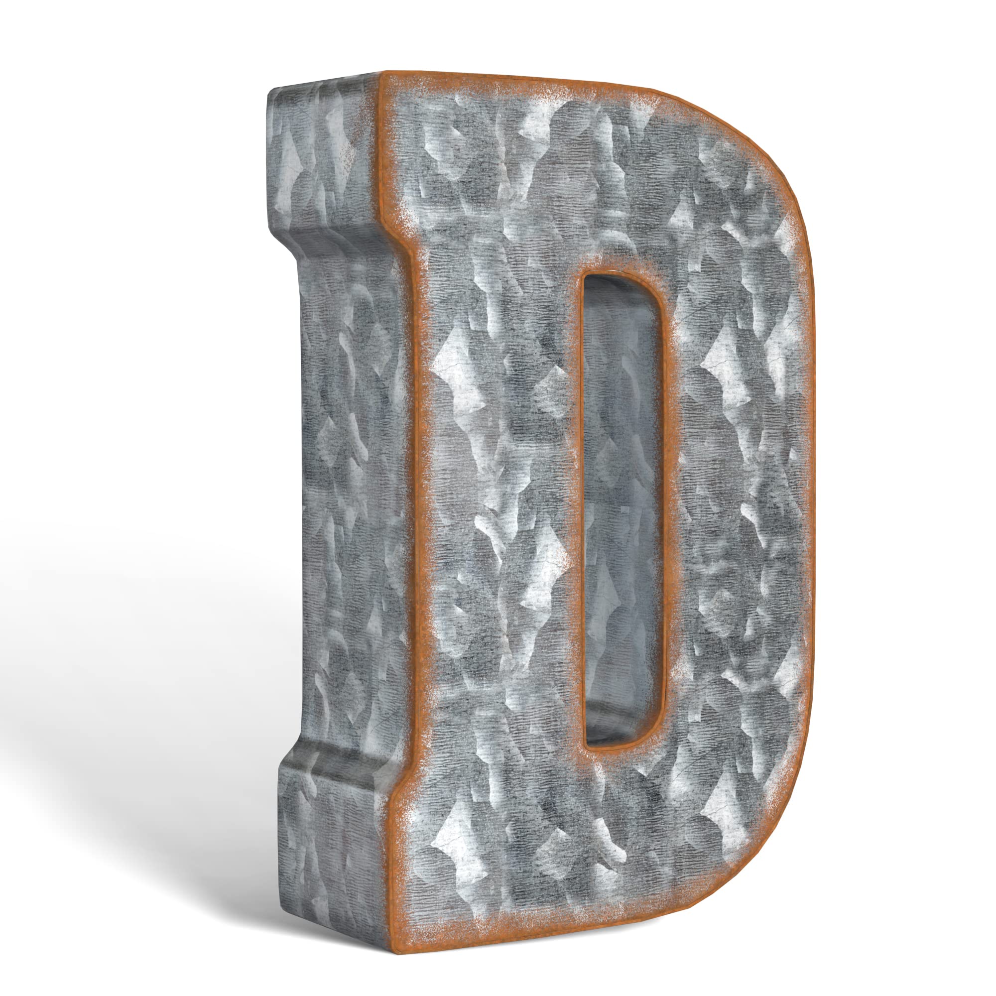 Galvanized Metal Letters For Wall Decor - 3D Letter D For Hanging Or Freestanding - Unique Blend Of Rustic, Vintage, Western, An