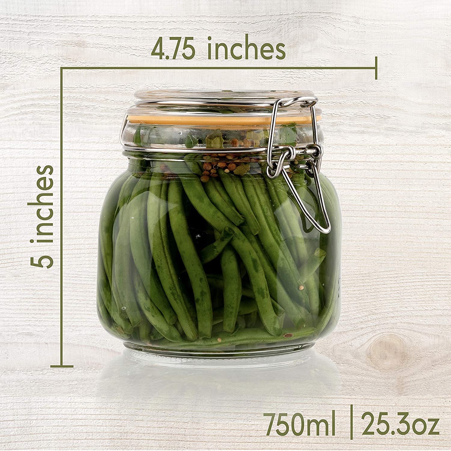 25 Oz Glass Jars With Airtight Lids And Leak Proof Rubber Gasket,Wide Mouth Mason Jars With Hinged Lids For Kitchen Canisters 75
