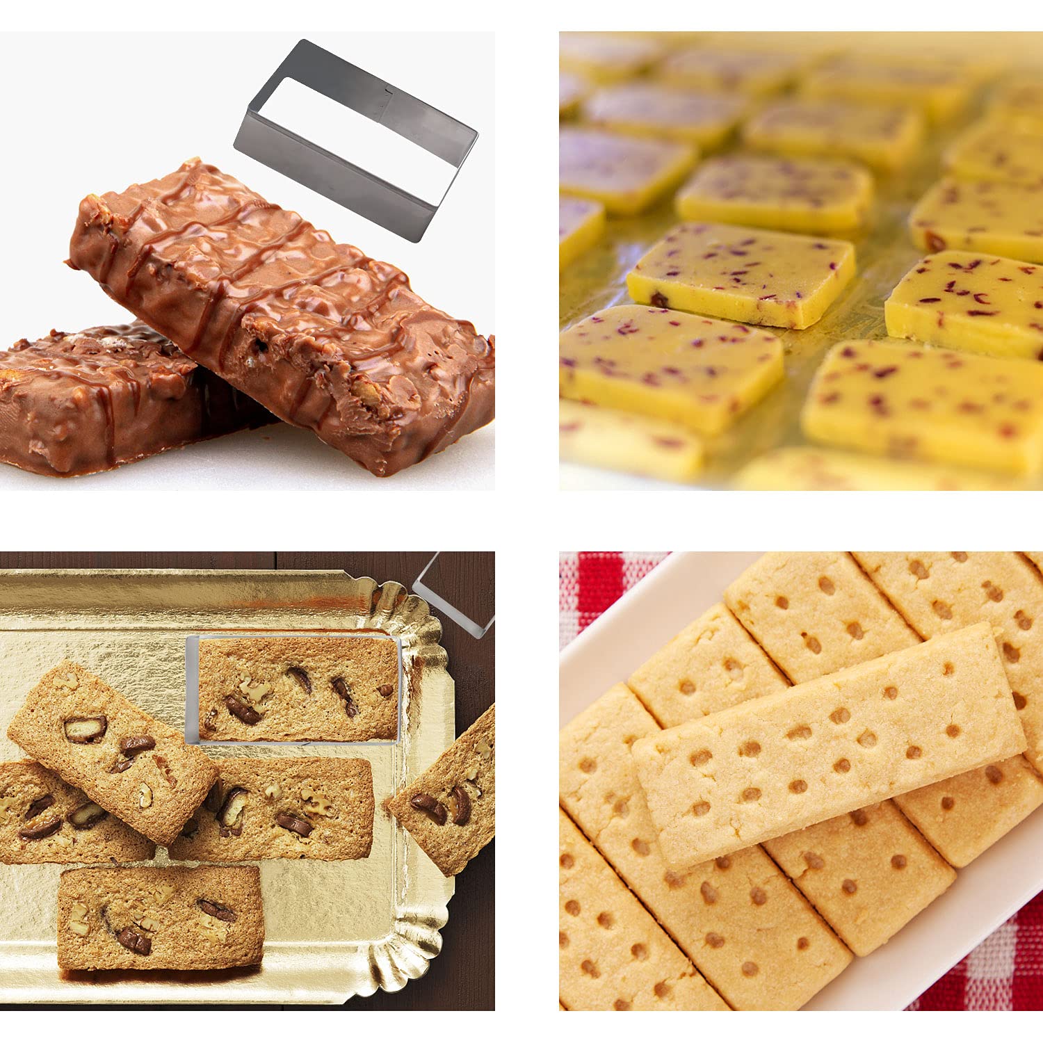Kyerbaino 5Pcs Rectangle Cookie Cutter Set, Stainless Steel Biscuit Baking Molds Fondant Cake Cookie Cutter Rectangle Shaped Cut