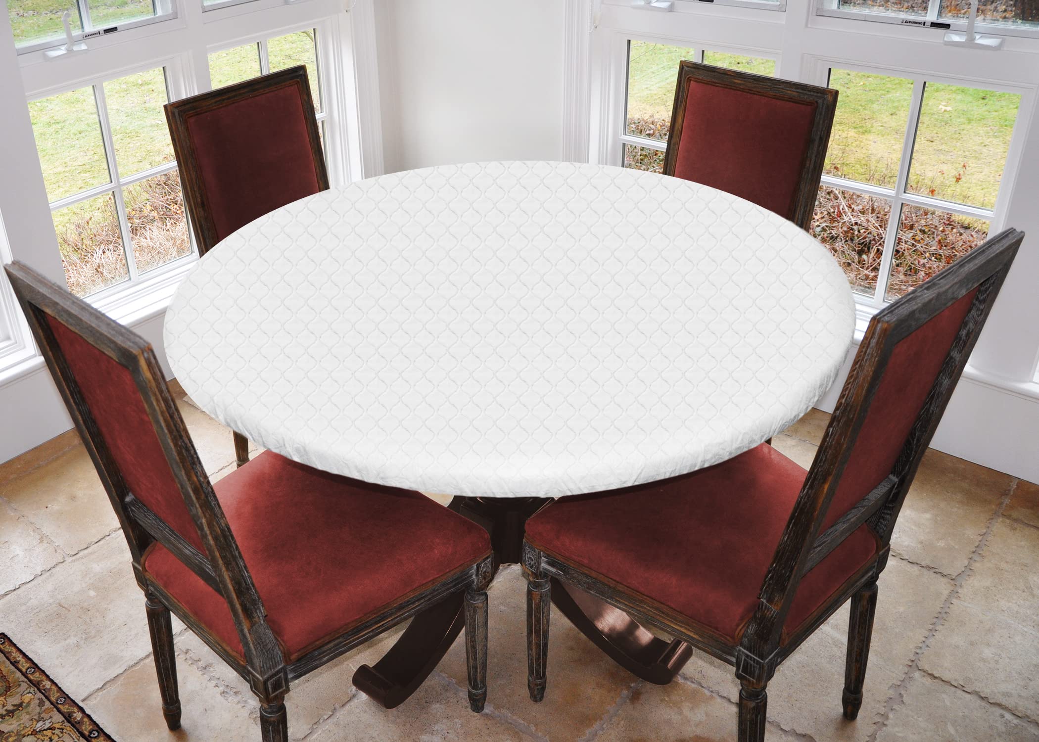 Laminet - Deluxe Cushioned Heavy-Duty Elastic Edged Quilted Table Pad - Large Round - Fits Tables Up To 45'' - 56    Diameter -