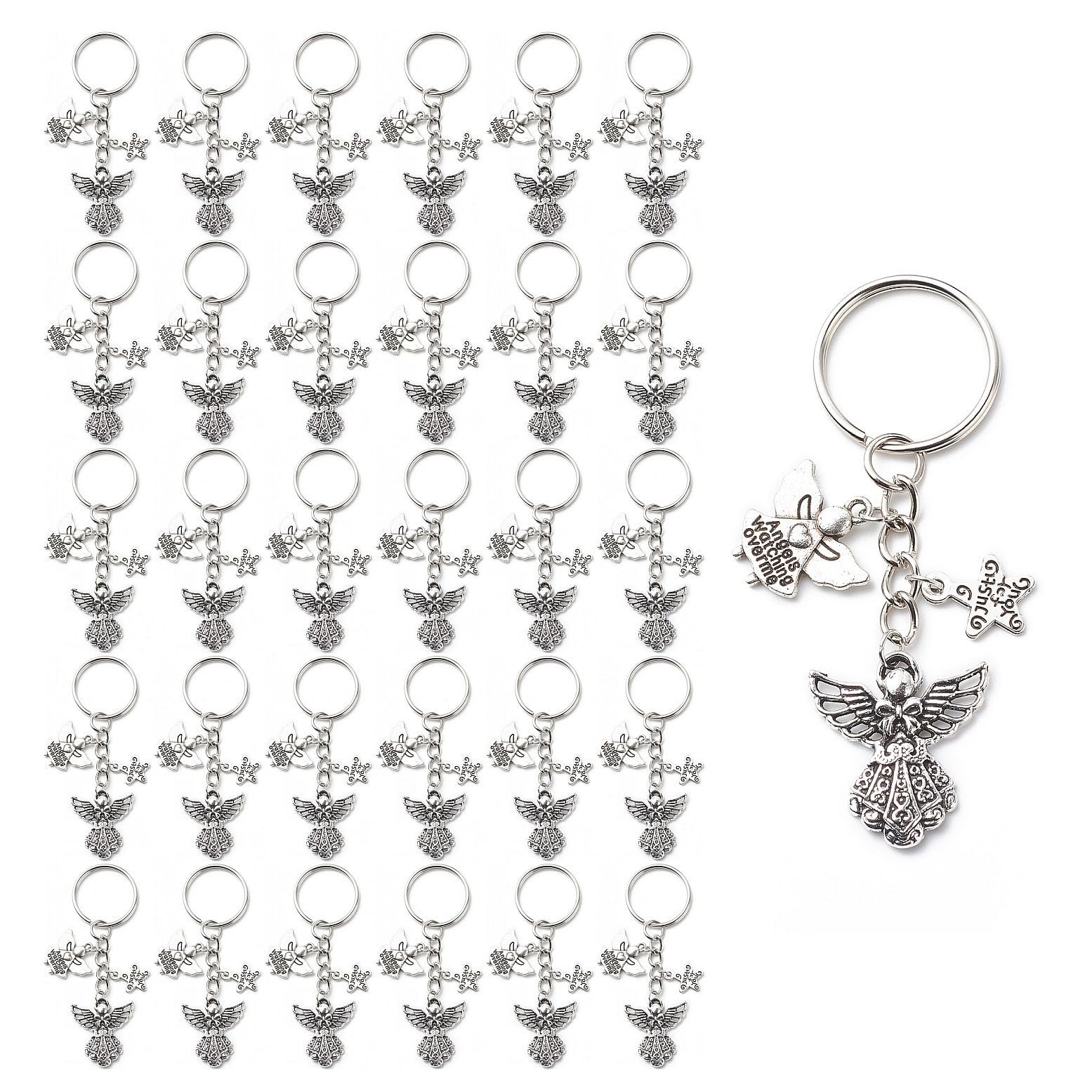 Jzk 30X Guardian Angel Keyring Keychains Key Charms For Christening Baby Shower Party Holy Communion Baptism Wedding Angel Gifts