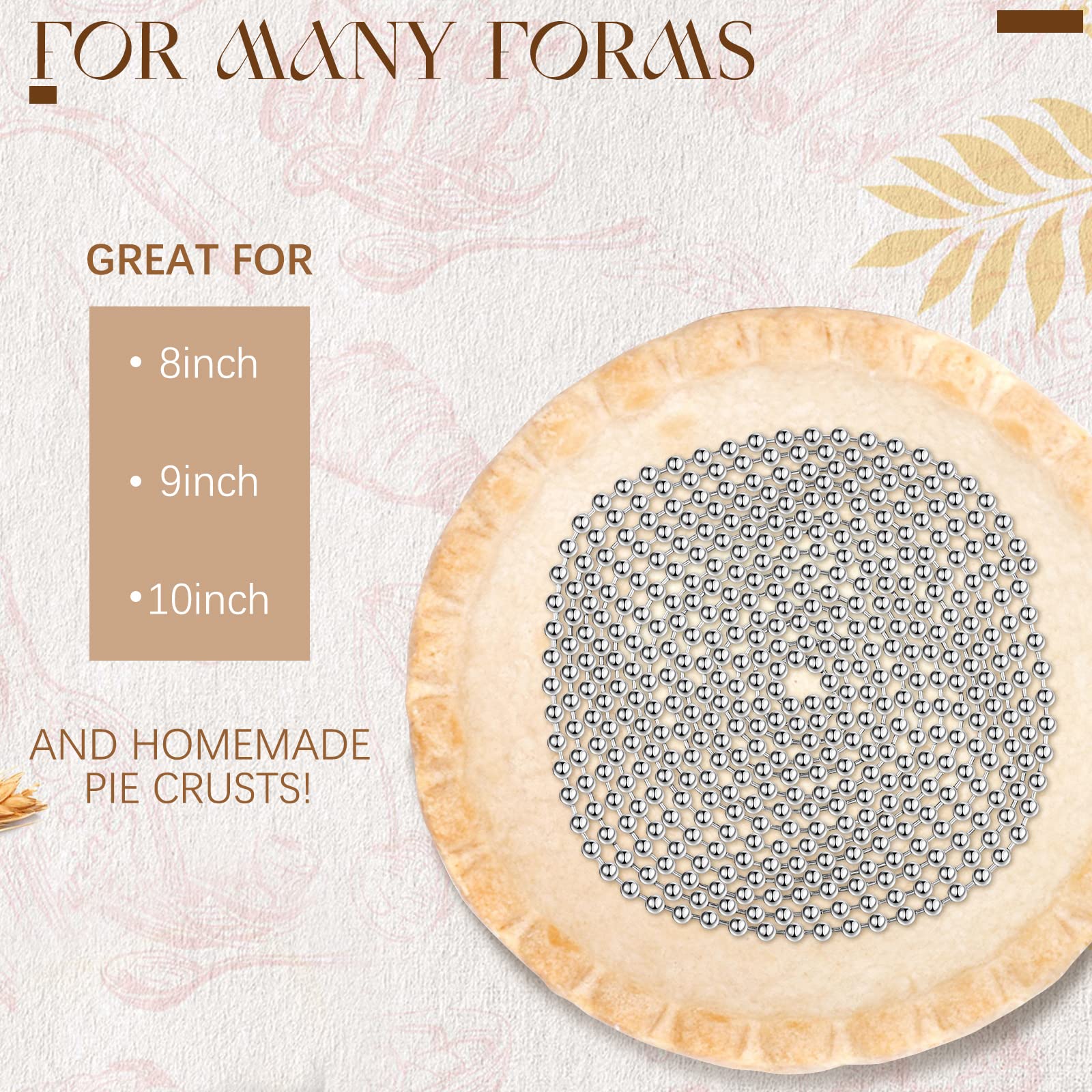Ferraycle 2 Pieces Pie Weights For Baking Pie Weight Chain Baking Pie Crust Weight Chain Stainless Steel Beads Baking Pie Weight