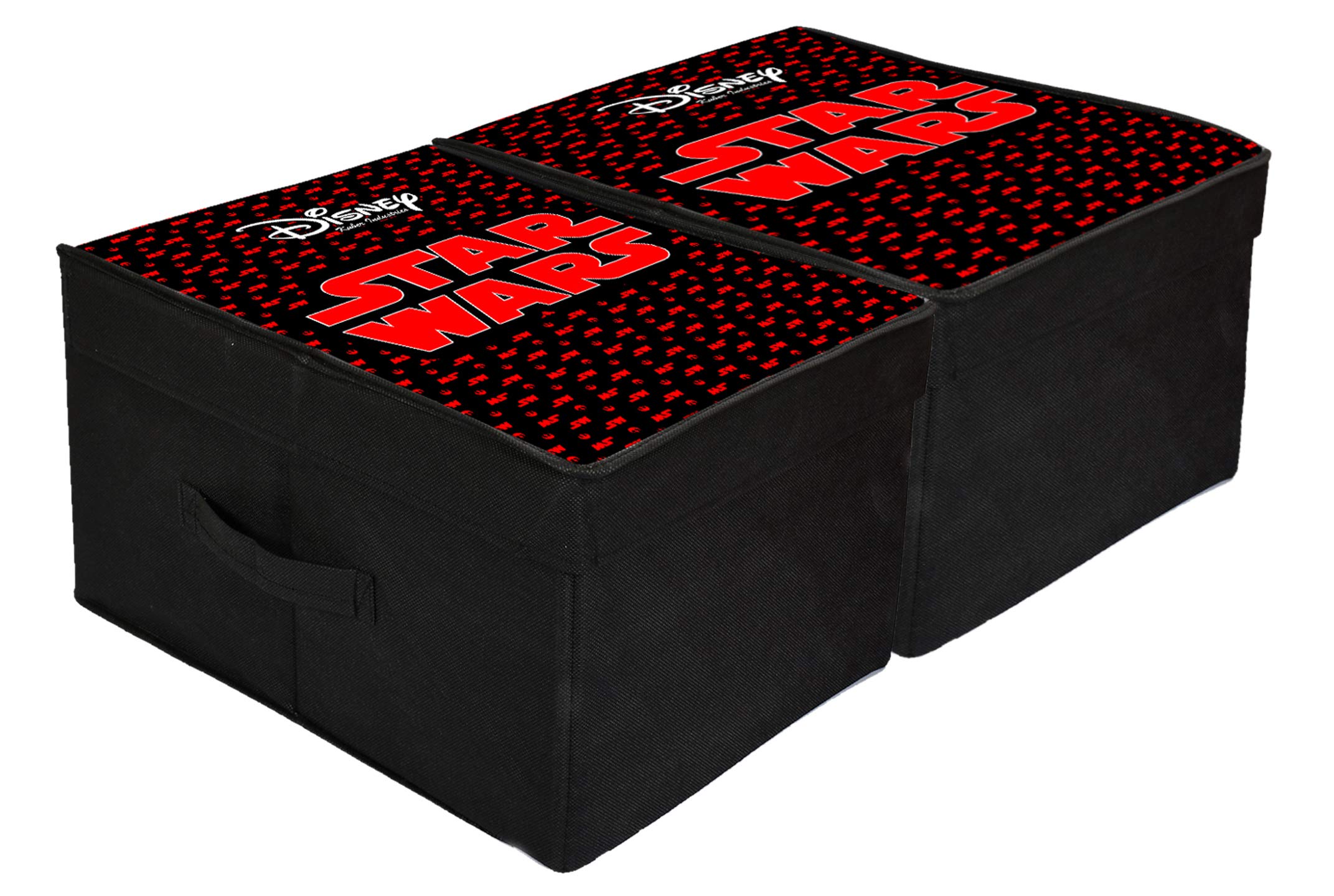 Kuber Industries Disney Star Wars Print Non Woven 2 Pieces Fabric Foldable Cloth Storage Wardrobe Organiser Box With Lid, Extra 