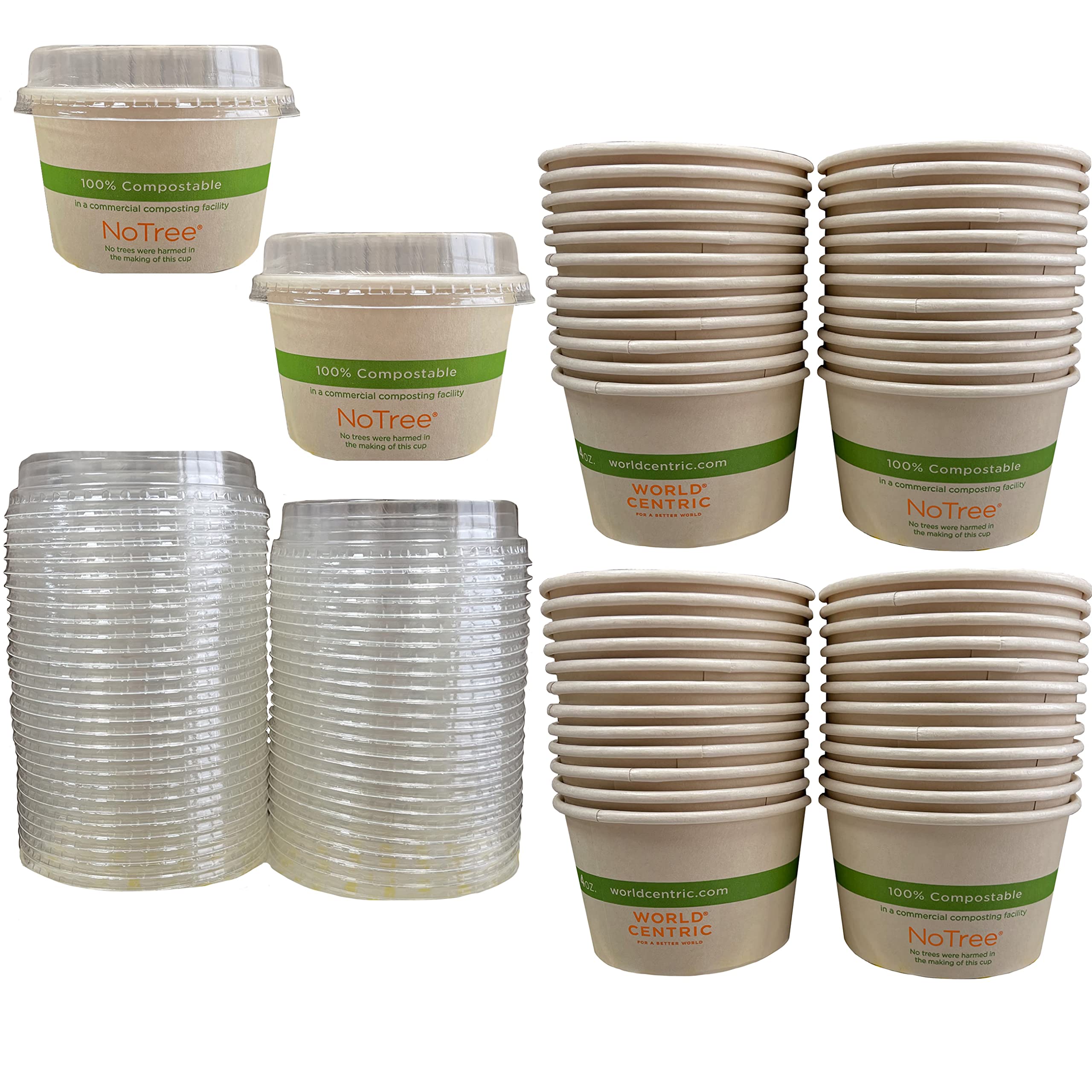 Outside The Box Papers 4 Ounce Souffle Cups And Lids - 100% Biodegradable And Compostable - 50 Pack
