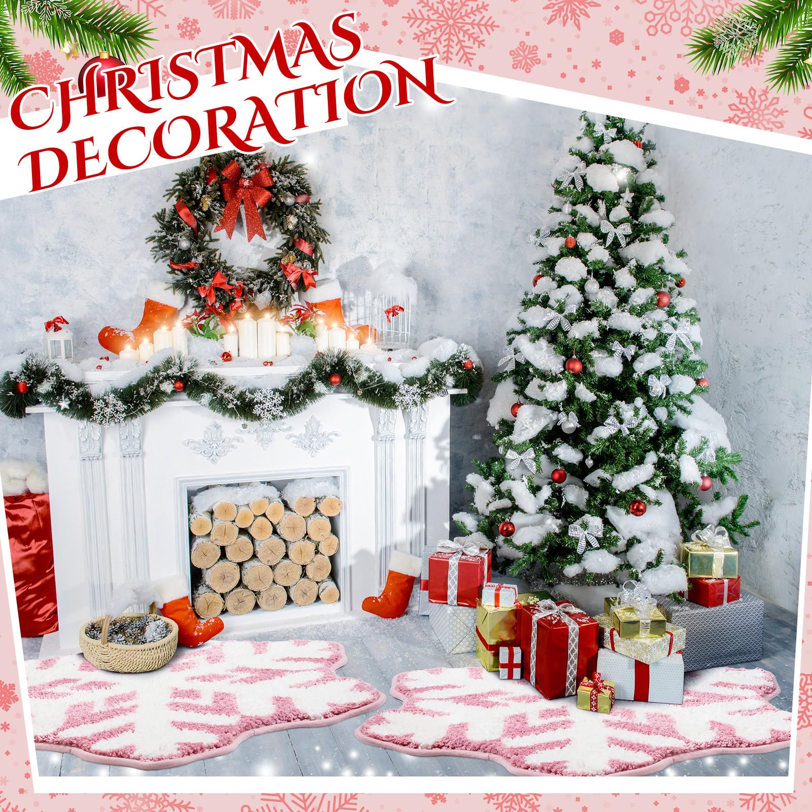 Ceenna 2 Pcs Snowflake Rug Bathroom Rugs Winter Snowflake Doormat Decorative Washable Non Slip Welcome Floor Mat Christmas Doorm