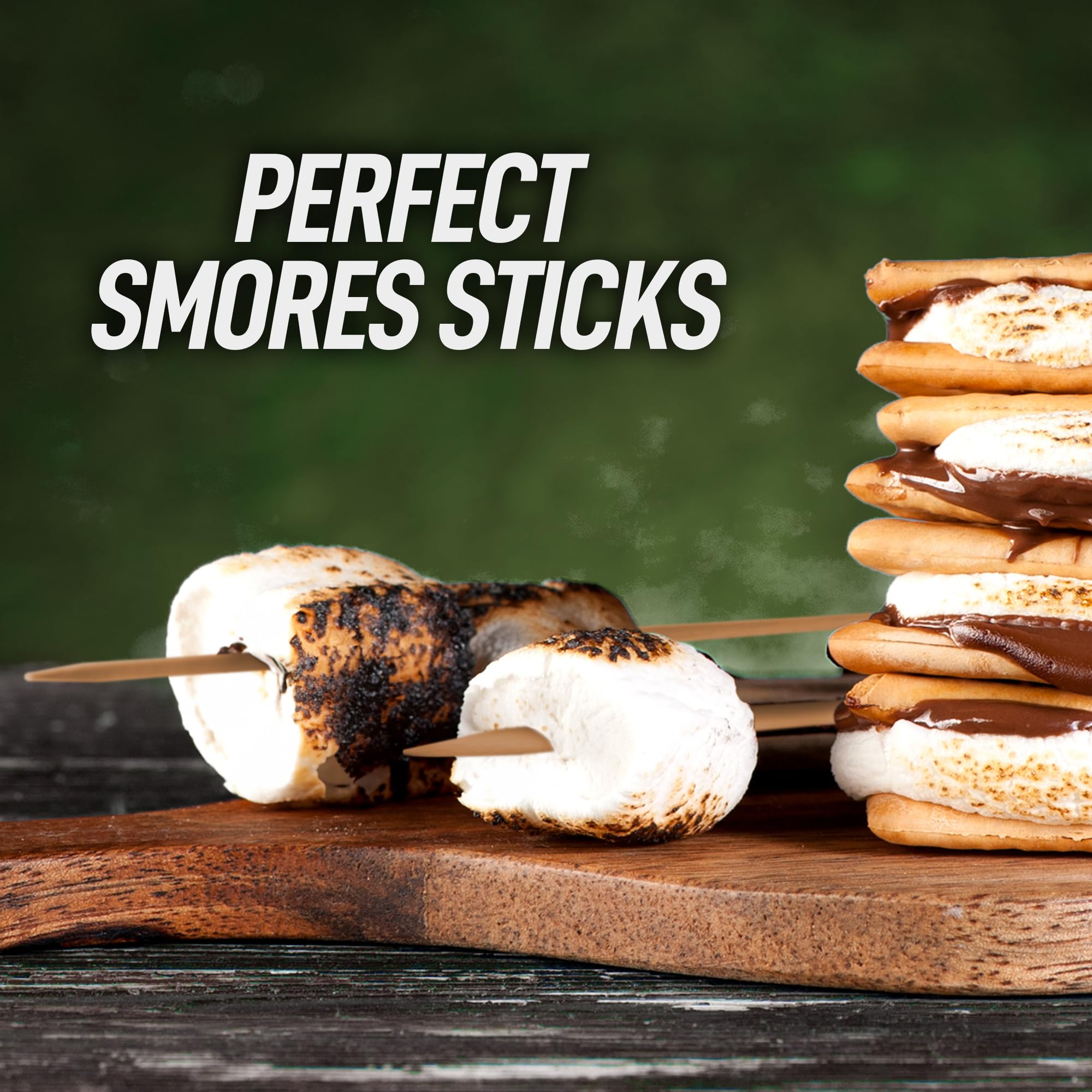 Zulay Kitchen Authentic Bamboo Marshmallow Smores Sticks - 40 Extra Long 17.5'' Roasting Sticks - 5mm Heavy-Duty Bamboo Skewers - Thick Smore Sticks - Ideal for Grilling - Marshmallow Sticks Camping