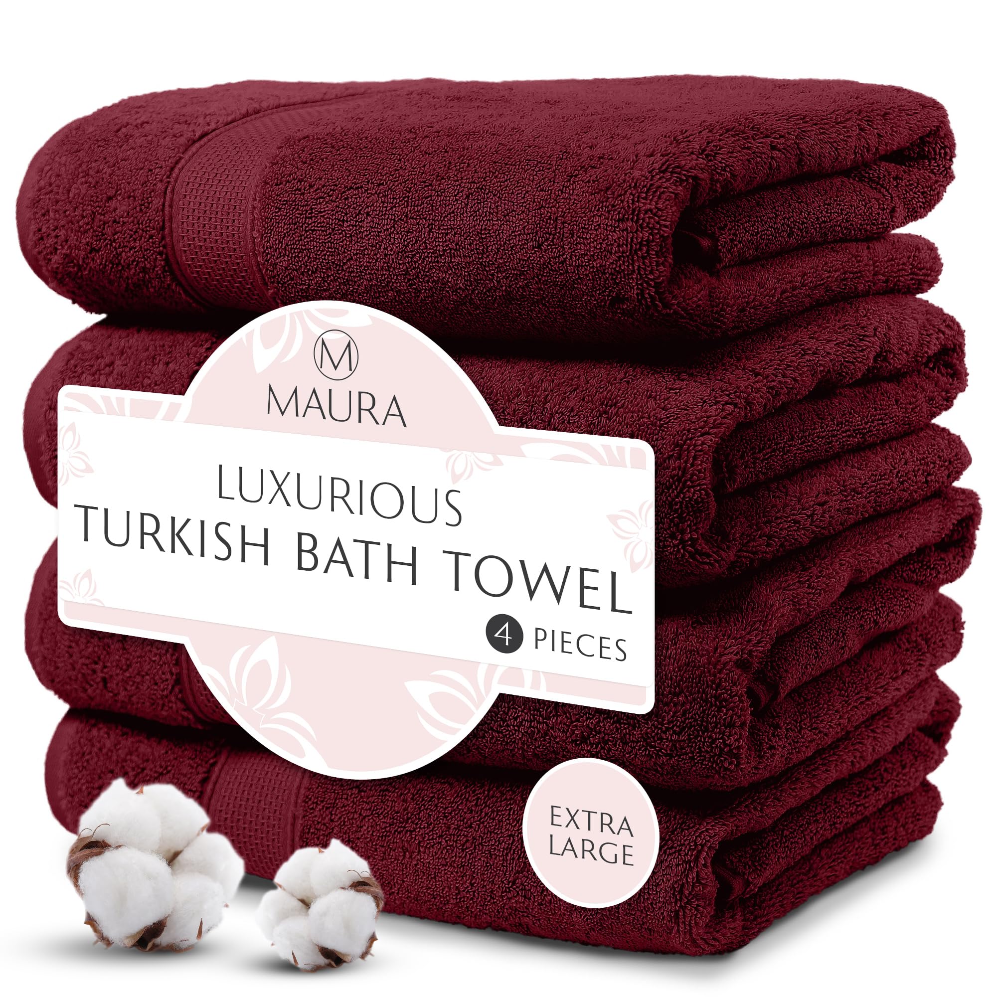 Maura 4 Piece Bath Towel Set. Extra Large 30''x56'' Premium Turkish Towels. Thick  Soft  Plush and Highly Absorbent Luxury Hotel & Spa Quality Towels - Sand