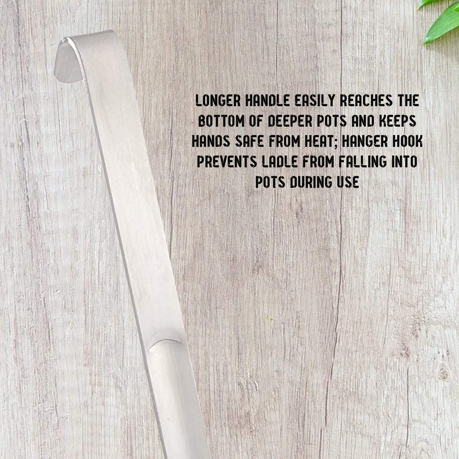 Hic Harold Import Co Hic Straining Ladle With Long Handle, 18/8 Stainless Steel, 3-Ounce Capacity