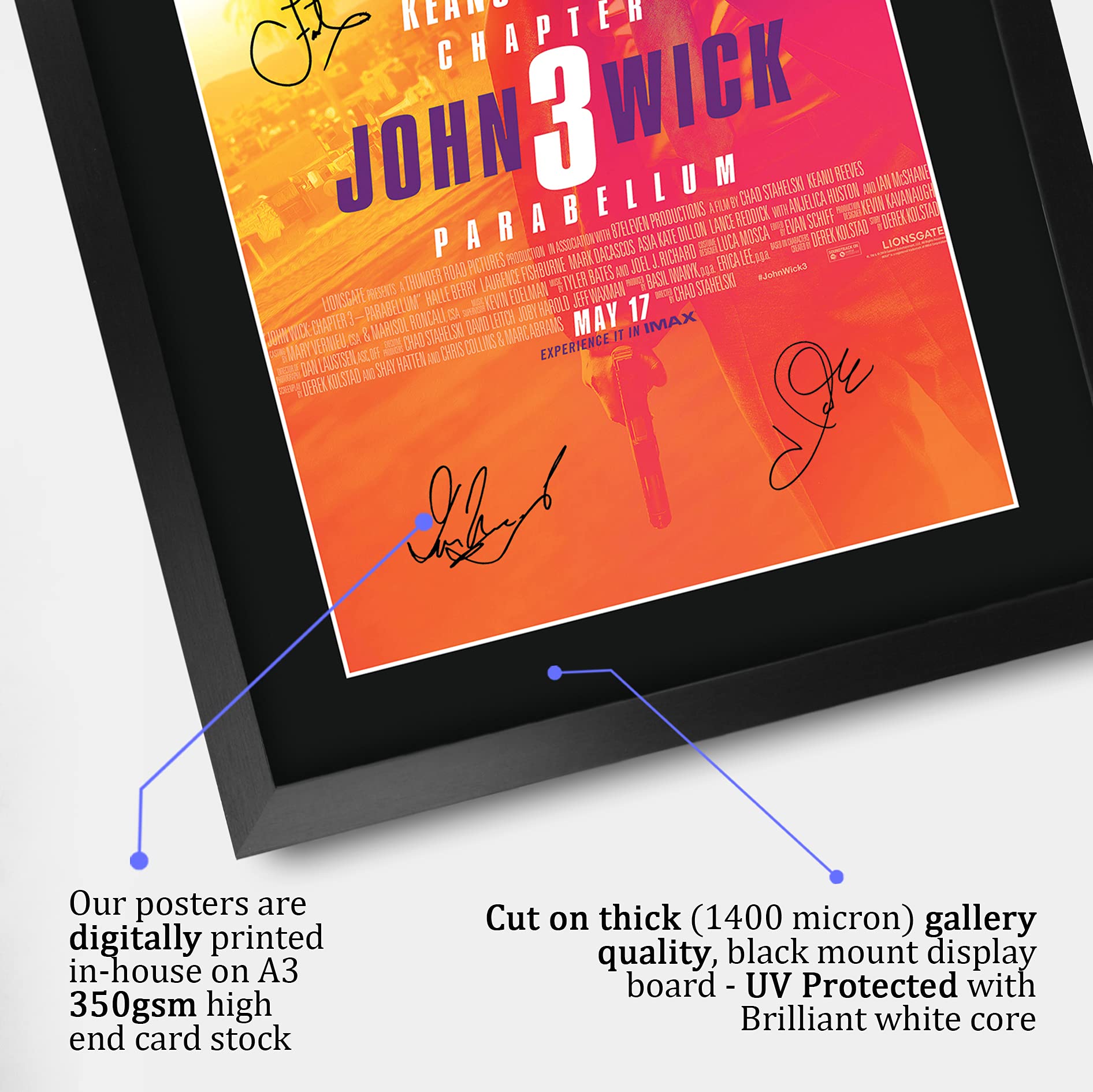 Hwc Trading John Wick 3 Keanu Reeves 16 X 12 Inch Framed Gifts Printed Poster Signed Autograph Picture For Movie Memorabilia Fan