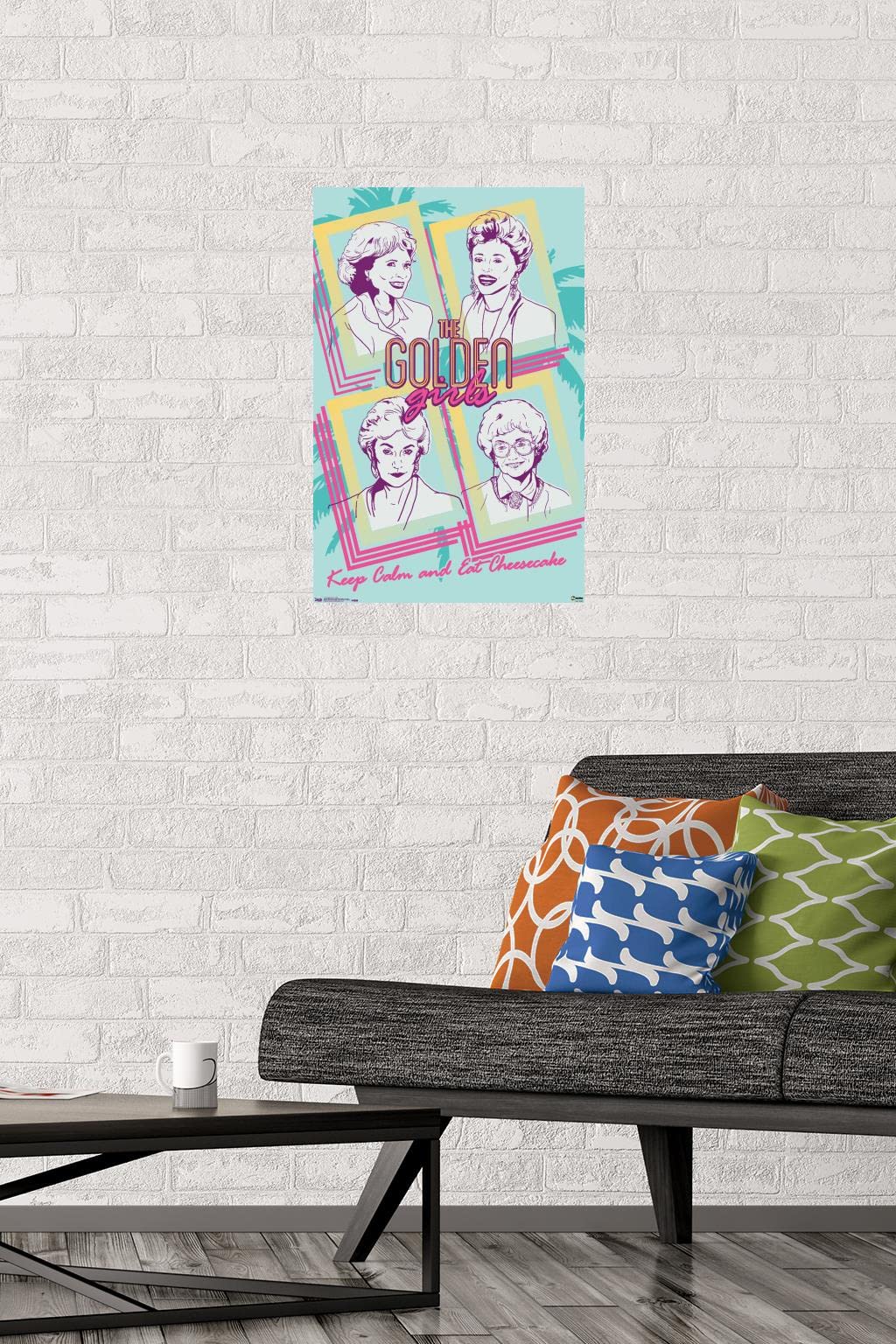 Trends International Golden Girls-Group Wall, 14.725 In X 22.375 In, Premium Poster & Mount Bundle