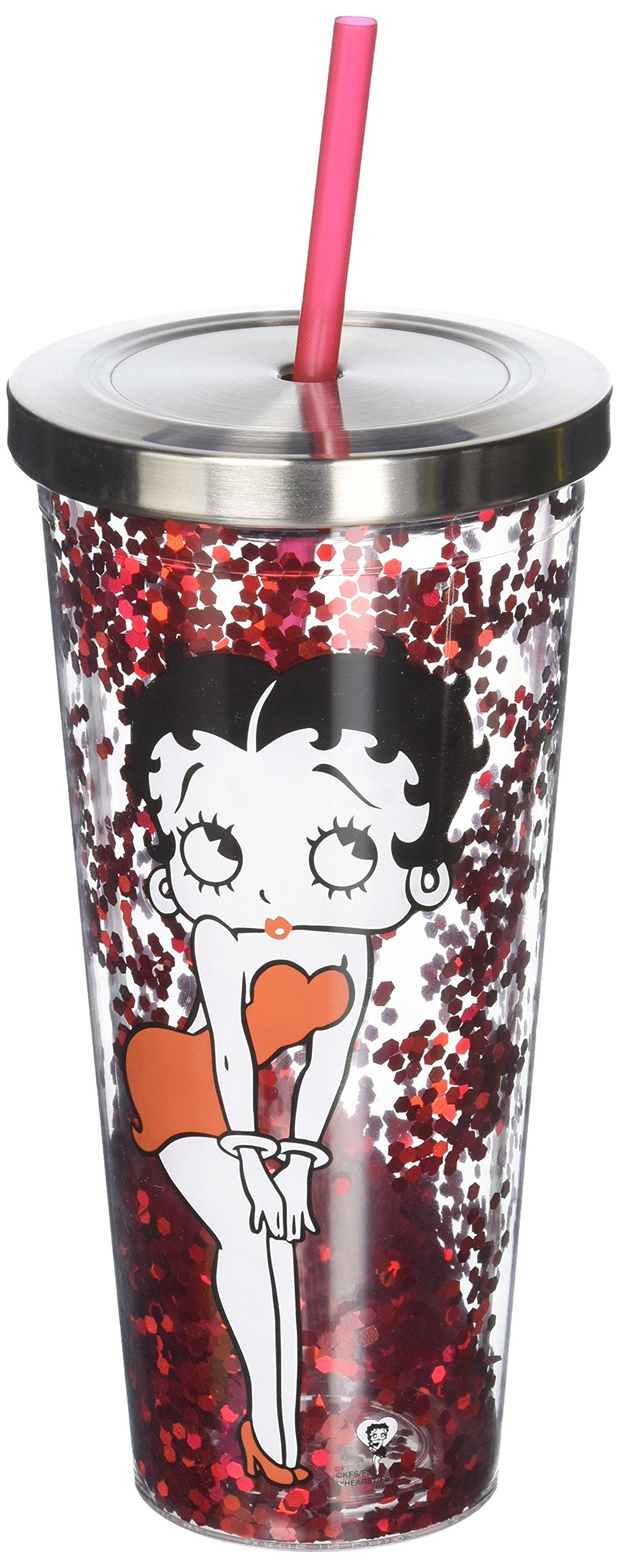 Spoontiques - Glitter Filled Acrylic Tumbler - Glitter Cup With Straw - 20 Oz  - Stainless Steel Locking Lid With Straw - Double