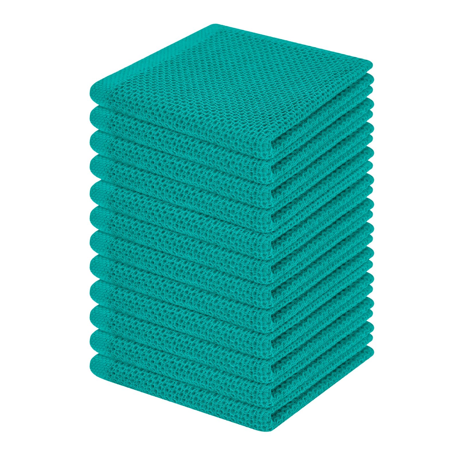 Homaxy 100% Cotton Waffle Weave Kitchen Dish Cloths, Ultra Soft Absorbent Quick Drying Dish Towels, 12 x 12 Inches, 12-Pack, Tea