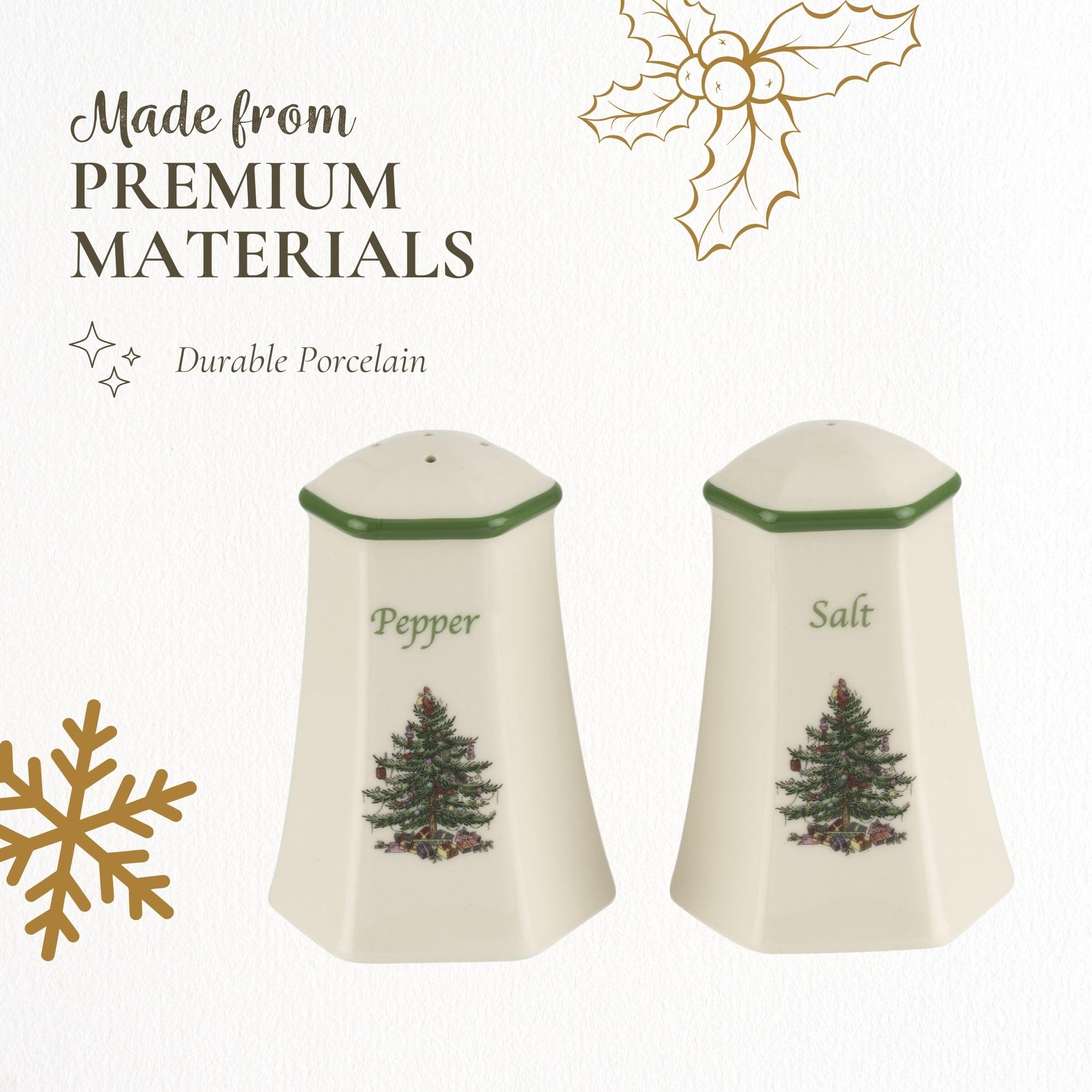 Spode Christmas Tree Hexagonal Salt And Pepper Shaker Set (2-Piece)- Holiday Kitchen & Table D  Cor - Festive Home Accent, Chris