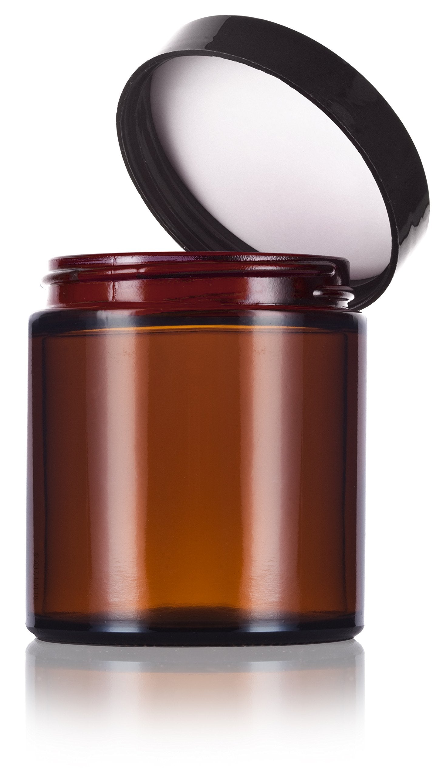 Amber Glass Straight Sided Empty Jar With Black Smooth Lid - 4 Oz / 120 Ml (6 Pack, Black Smooth Lid)