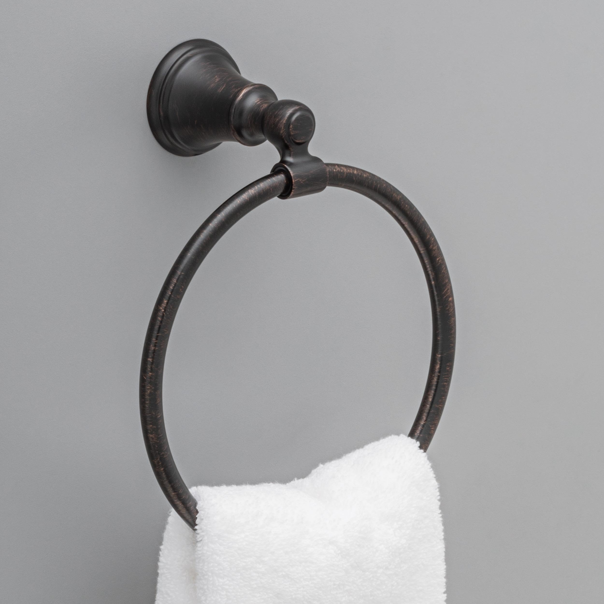 Delta Woodhurst (1-Pack) Hand Towel Holder Venetian Bronze Towel Racks For Bathroom Wall Round Towel Ring Holder For Bath Towel