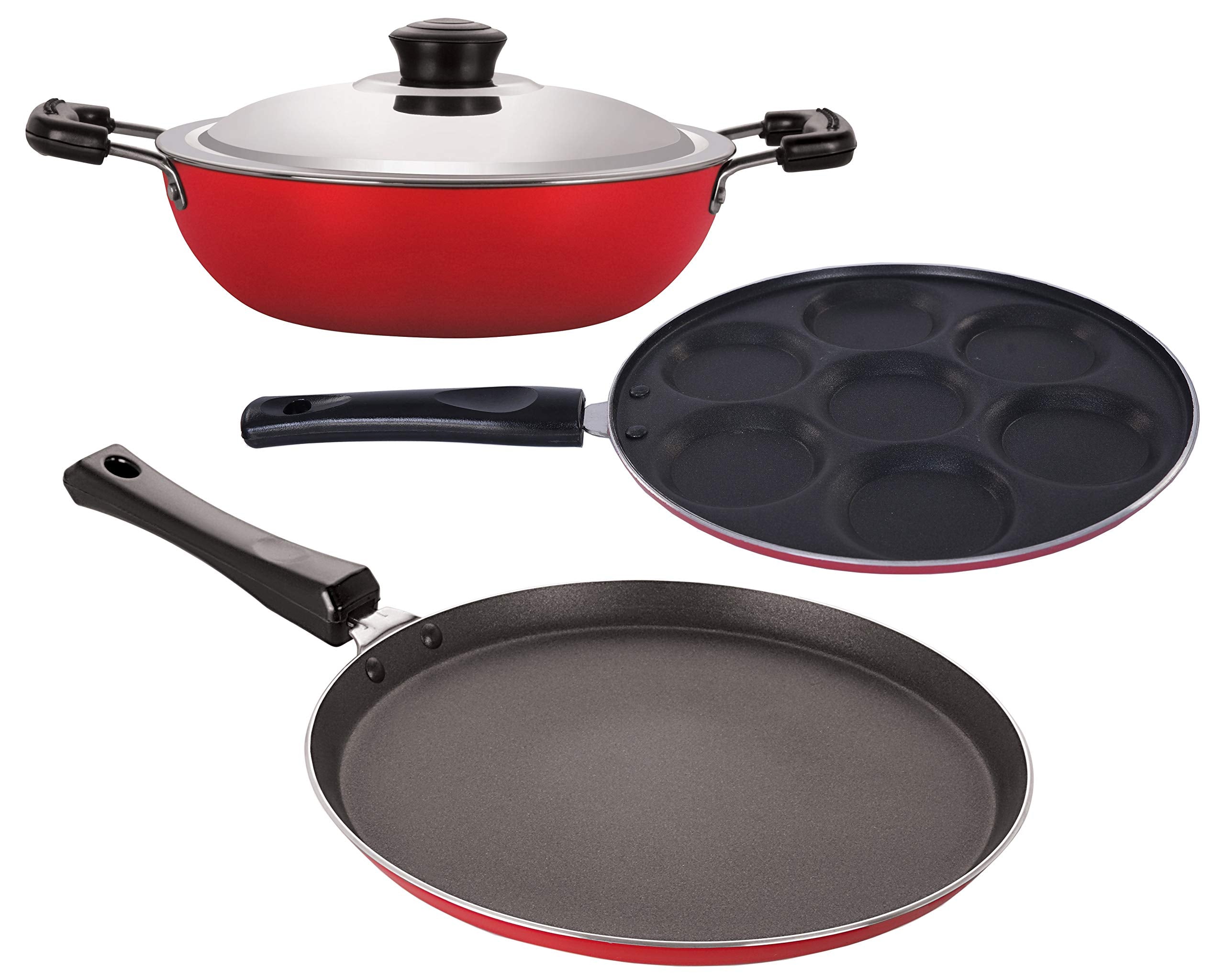 Nirlon NonStick Aluminium Stain Resistance NonInduction 3 Piece Cookware Set