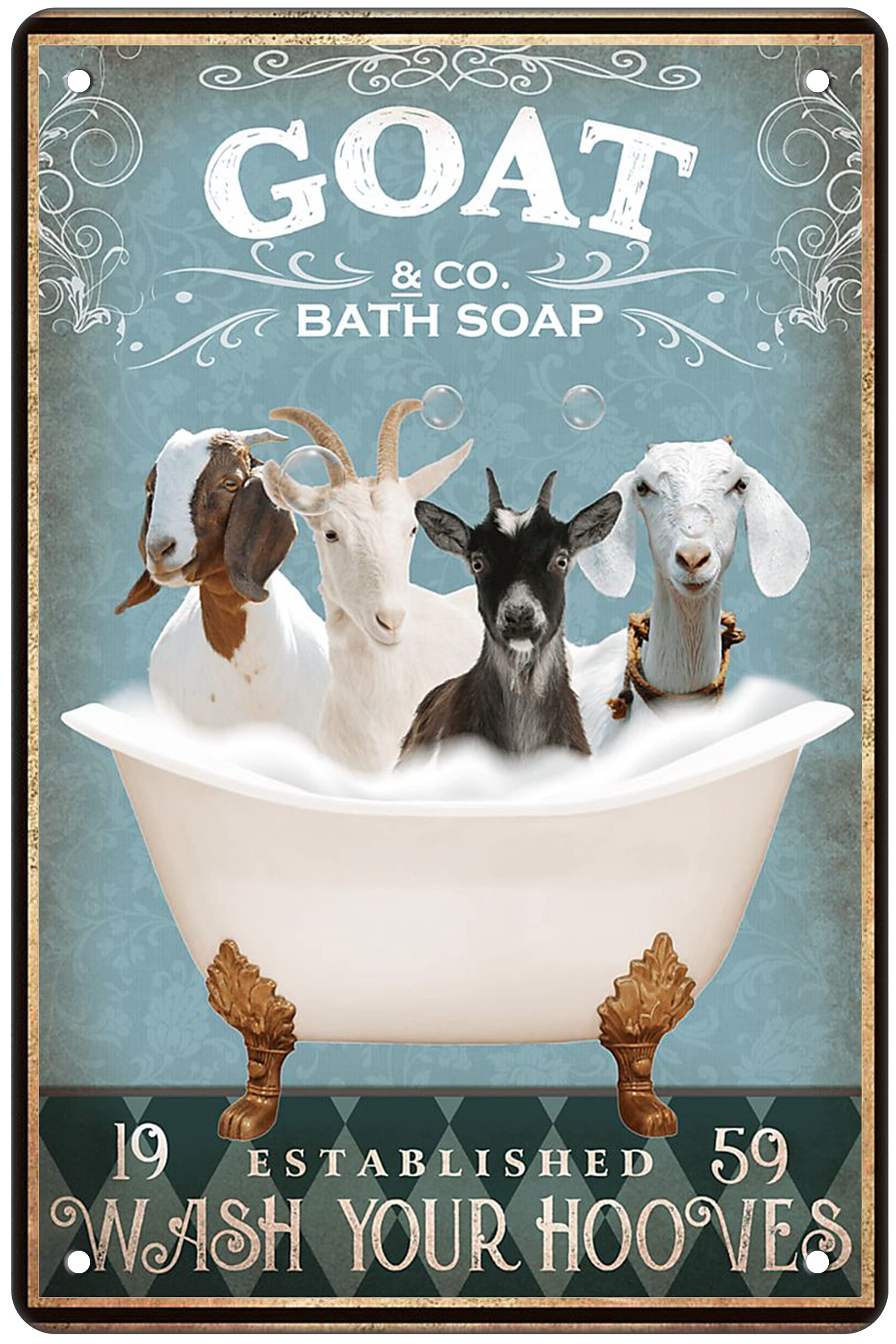 Funny Goat Decor Bathroom Decor Bathtub Decor Goat Lovers Goat Accessories Farm Decor Goat Signs Wall Art Poster Retro Metal Pos