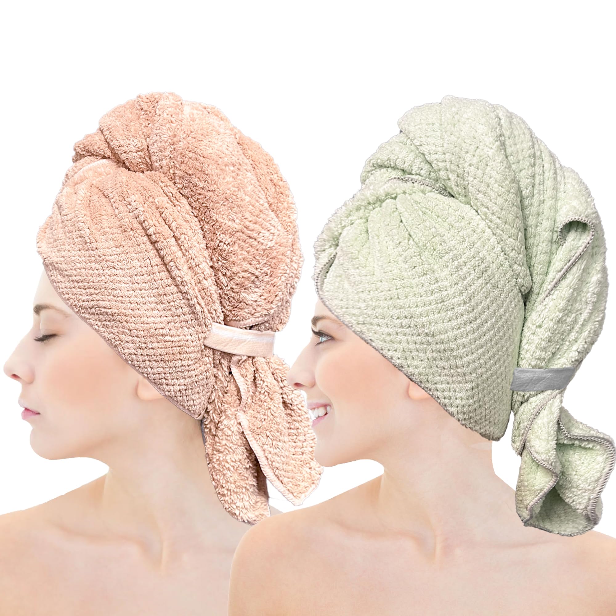 Chloven 2 Pack Extra Large Microfiber Hair Towel - Anti-Frizz Hair Drying Towel for Women,Ultra Absorbent & Lightweight Hair Tow