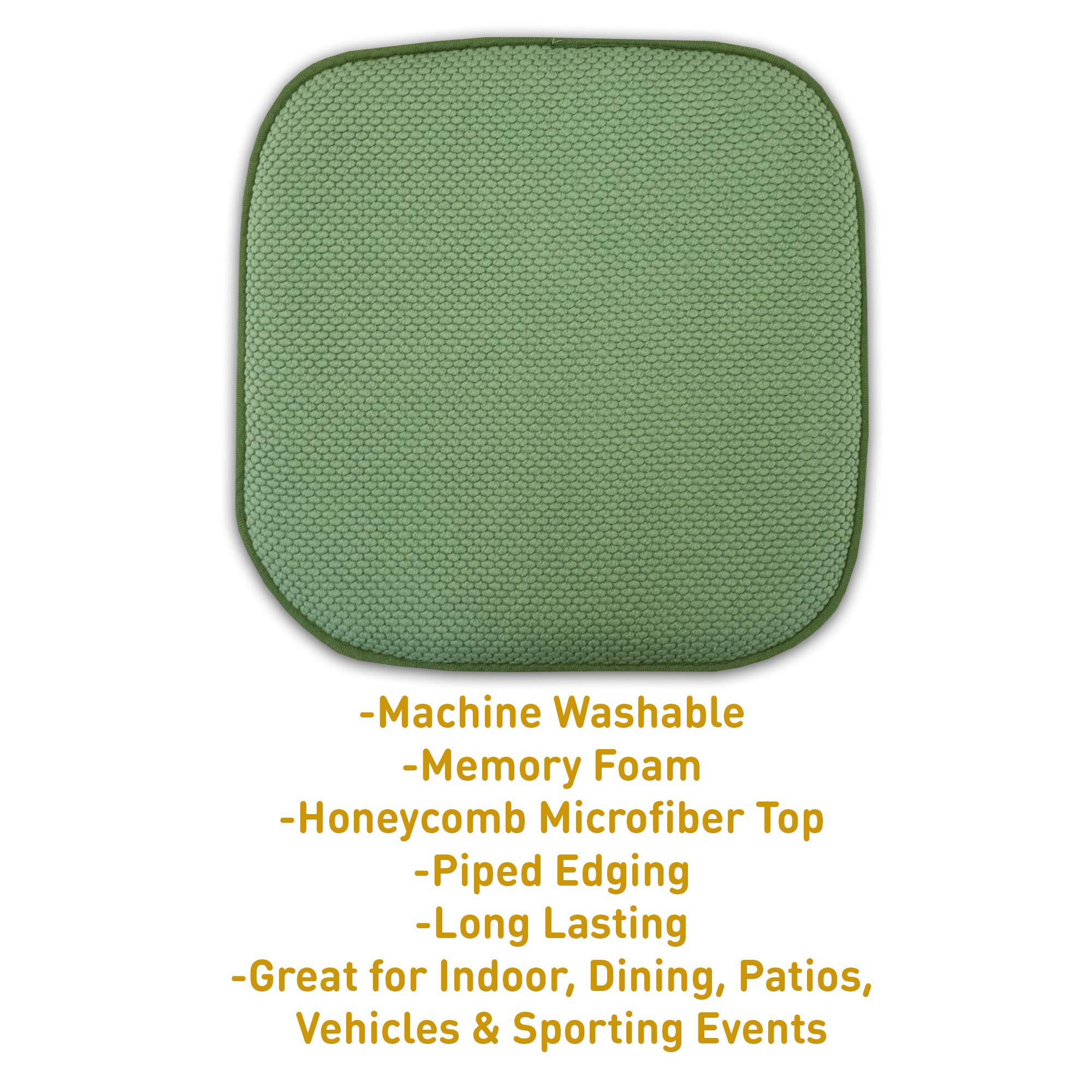 Sweet Home Collection 4 Pack Memory Foam Honeycomb Nonslip Back 16'' X16'' Chair/Seat Cushion Pad, Green
