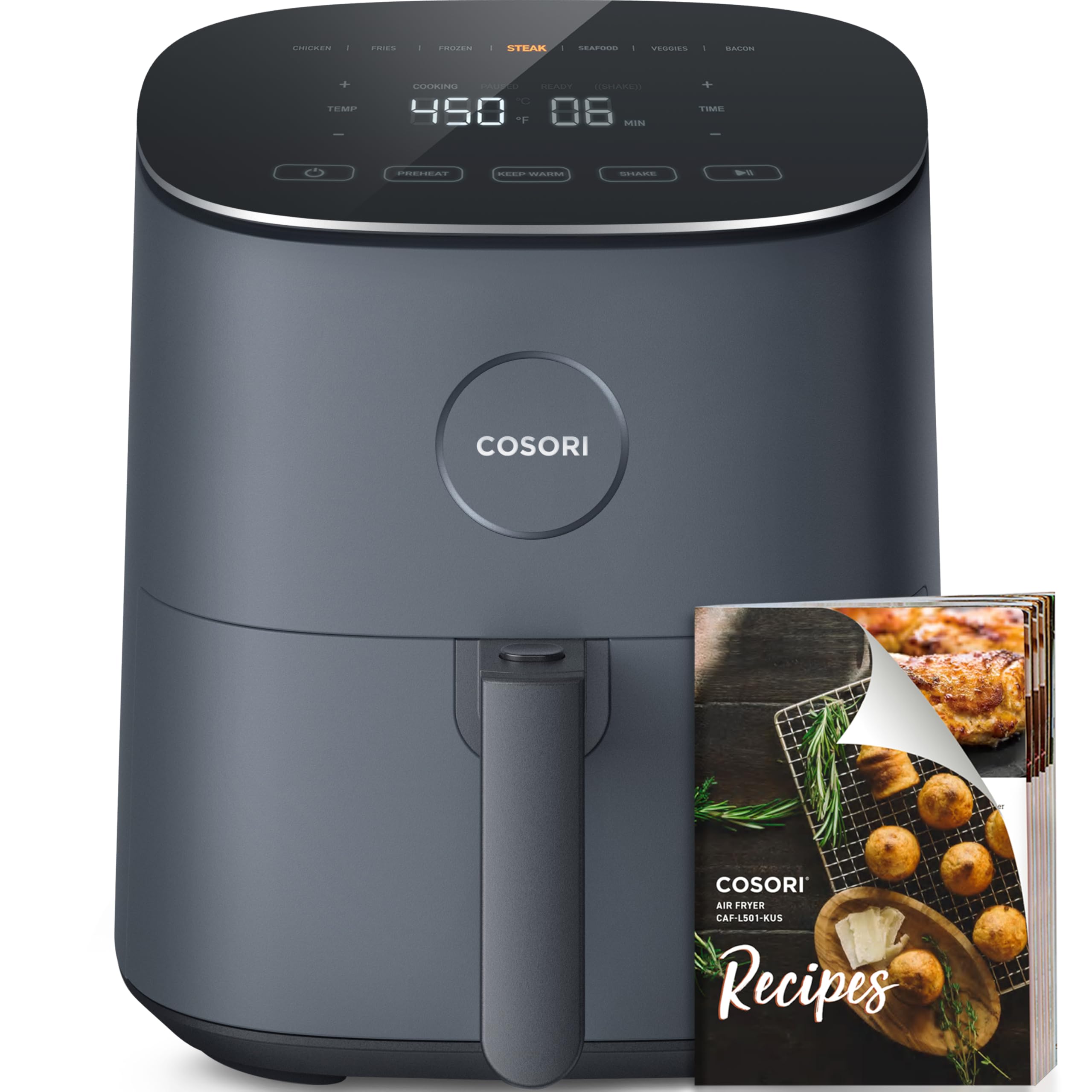 COSORI Air Fryer 9-in-1, Compact 5-Qt, Perect for Meat Enthusiasts with 450F Max Heat Function , 130+ In-App Recipes, Little to 