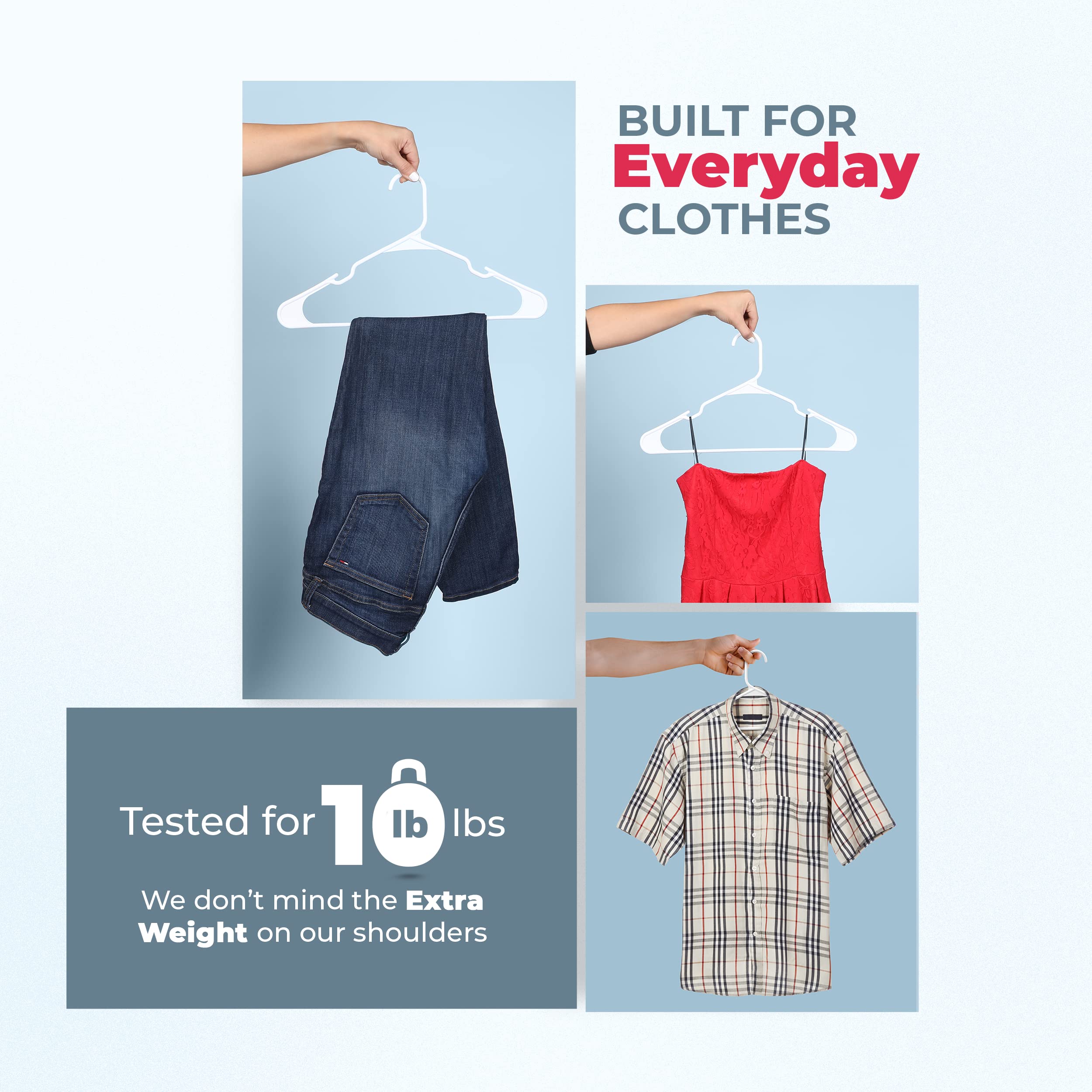 60Pk Made In Usa Plastic Clothes Hangers Bulk | 20 30 50 100 Pack Available | Laundry Clothes Hanger | Coat Hangers Plastic | He